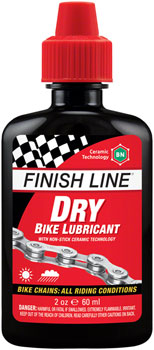 Finish Line Dry Lube with Ceramic Technology - 2oz Drip Bottle | Bicycle Chain Lubricant for All Weather Conditions | Perfect for Road Bikes, Mountain Bikes & Commuting