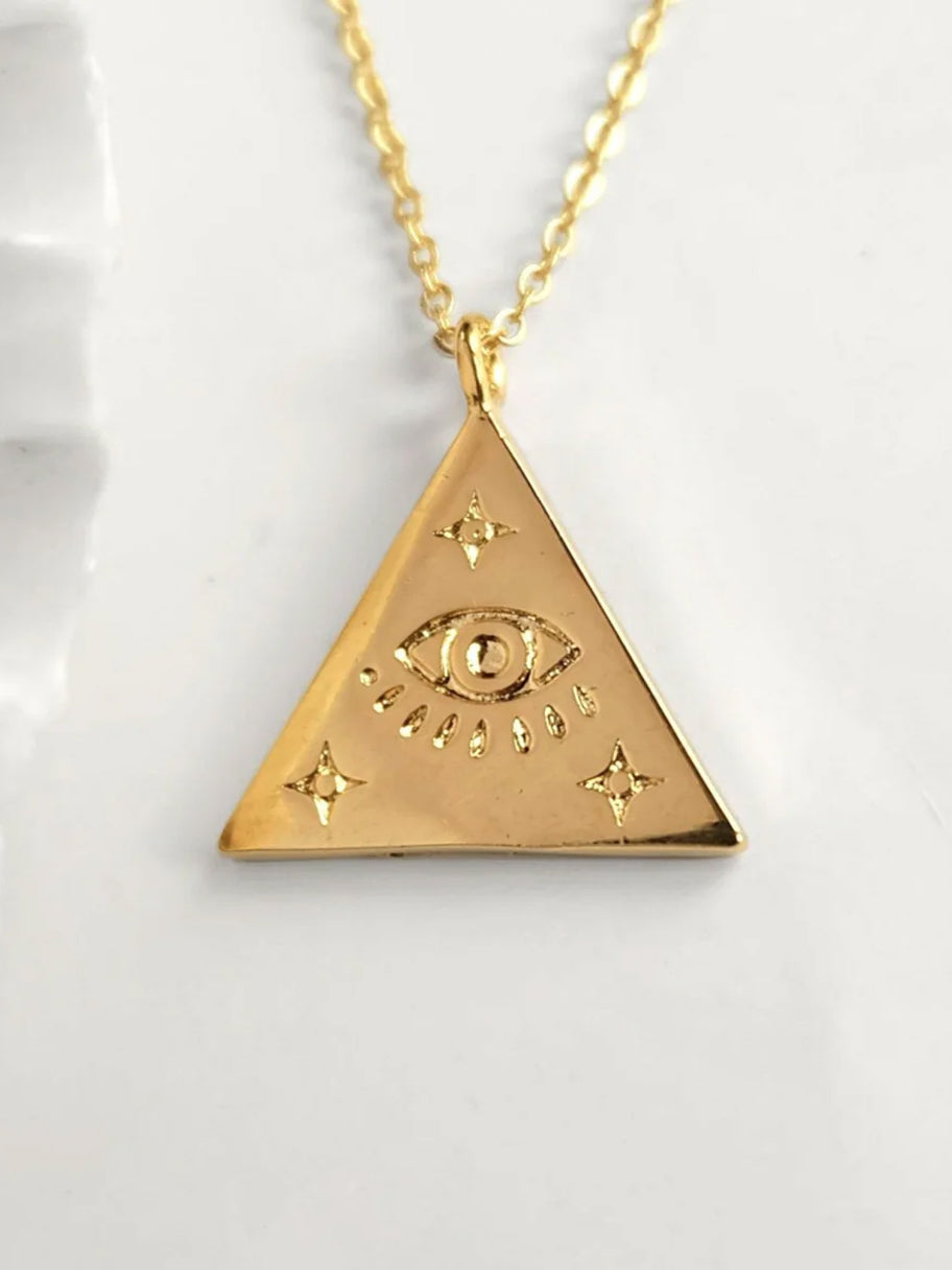 Augusta Jewelry Gold Plated Evil Eye Necklace Pendant - Protection Amulet for Women, Perfect Gift for Birthday, Wedding & Spiritual Occasions