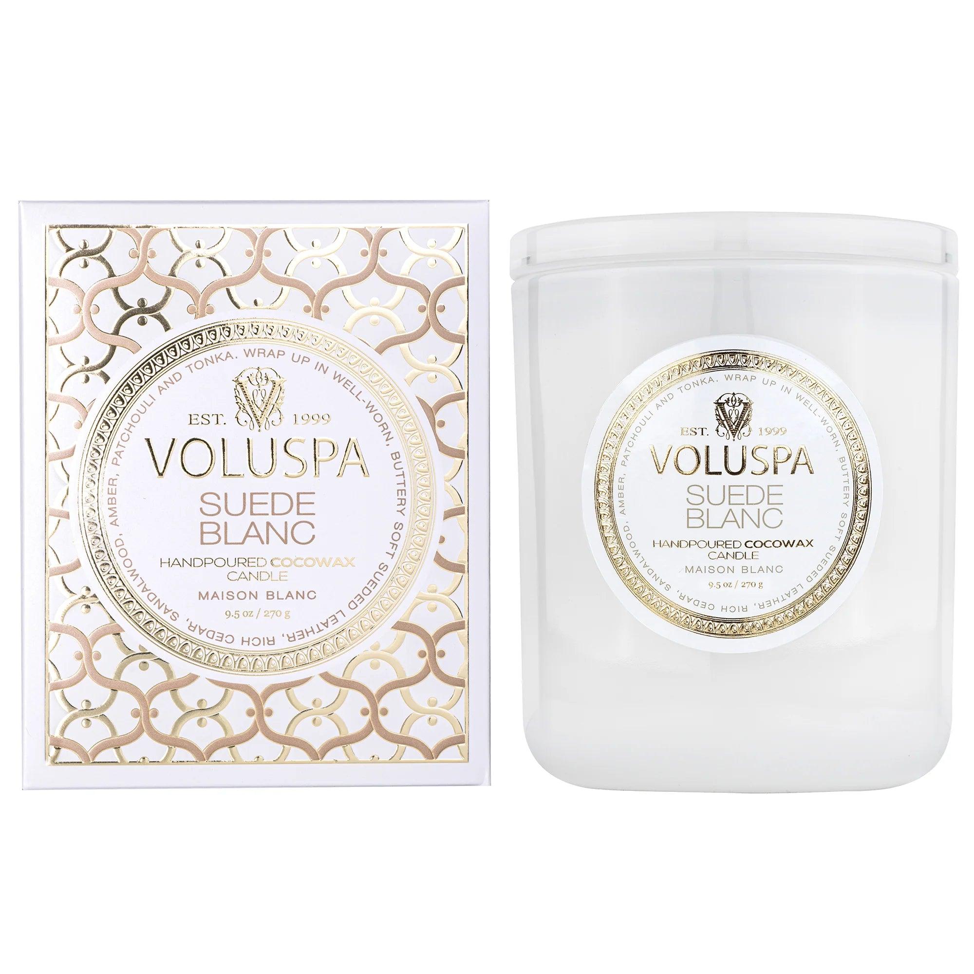 Premium Suede Blanc Classic Scented Candle - Long-Lasting Aromatherapy for Home, Spa & Romantic Ambiance | Relaxing Gift Idea