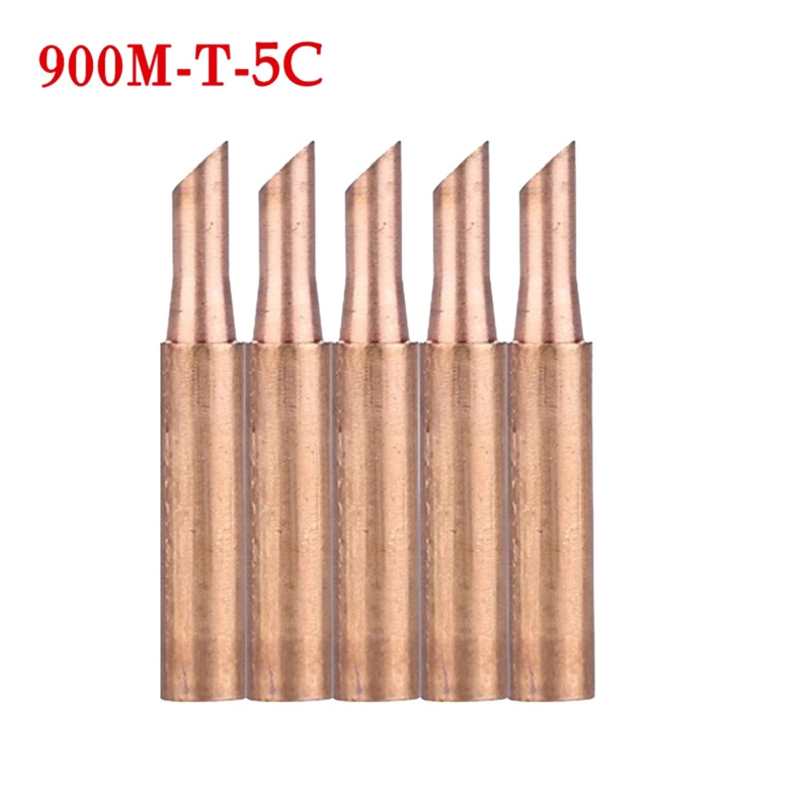 5pcs 900M-T-5C Soldering Iron Tips - Pure Copper Replacement Tips for 936 Soldering Station - High Performance Welding & Soldering Accessories for Electronics Repair, DIY Projects, and Workshop Equipment