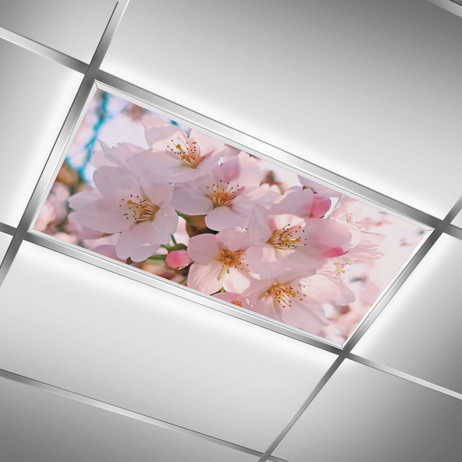 Cherry Blossom Fluorescent Lamp Shade - Eye Protection Light Cover for Home, Office & Classroom Ceiling Lights - Reduces Eye Strain & Headaches - Perfect for Study Rooms, Workspaces & Dorm Decor