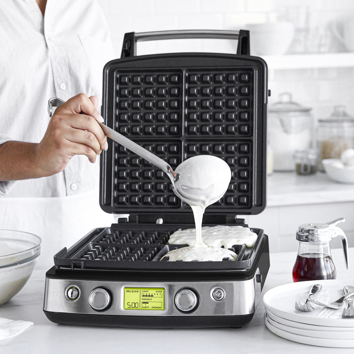 Elite Ceramic Nonstick 4 Square Waffle Maker - Black | Fast Heating, Easy Clean | Perfect for Breakfast, Brunch & Family Gatherings