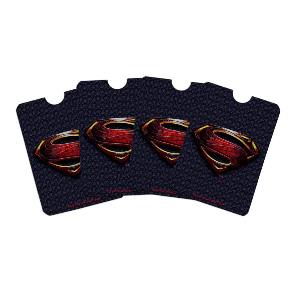 Justice League Movie Superman Logo RFID Blocking Credit Card Holder - Set of 4 - Wallet Protector Sleeves for Contactless Security - Perfect for Travel, Shopping & Identity Theft Protection