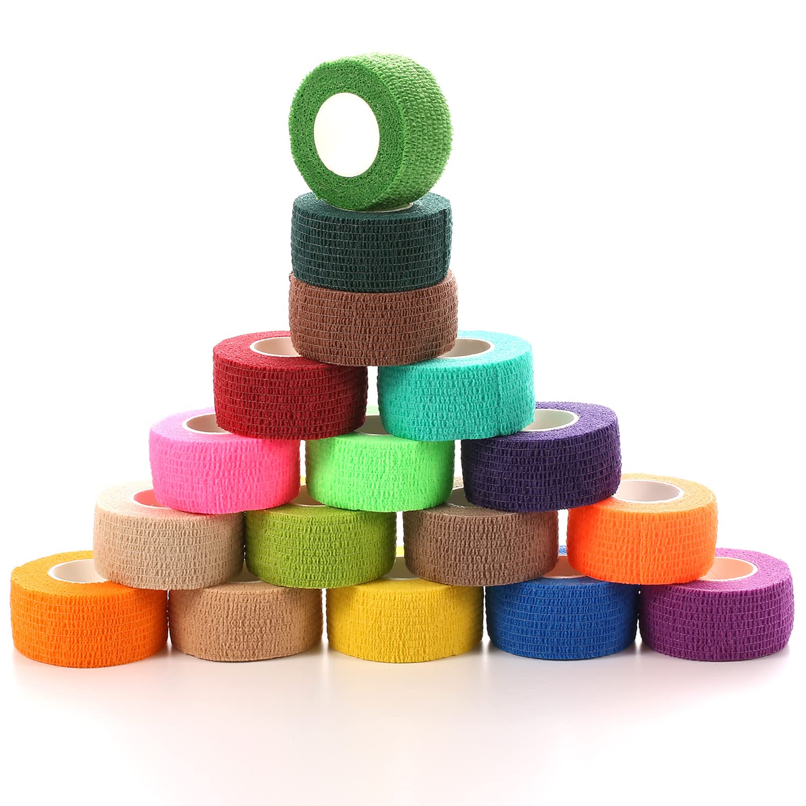 24 Pack Self-Adhesive Cohesive Wrap Bandages - 1 Inch x 5 Yards Elastic Athletic Tape for Sports, Wrist & Ankle Support - First Aid, Gym, Running & Injury Recovery