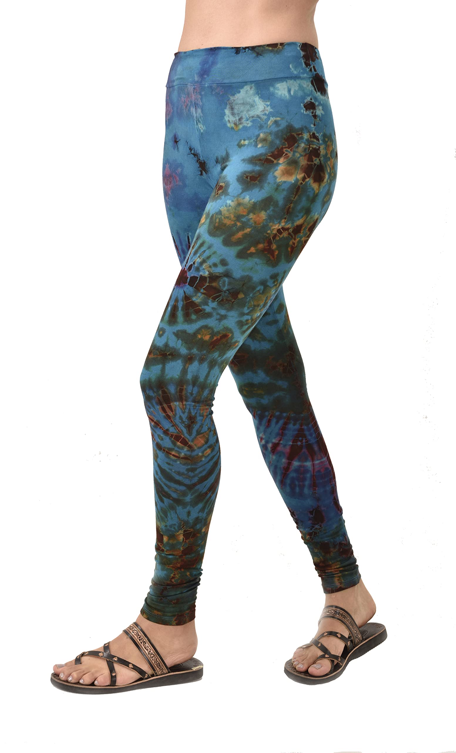 Tie Dye Yoga Pants for Women - Bohemian Hippie Leggings, Festival & Workout Tights, Reverse Tie Dye Design - Perfect for Yoga, Music Festivals & Boho Fashion