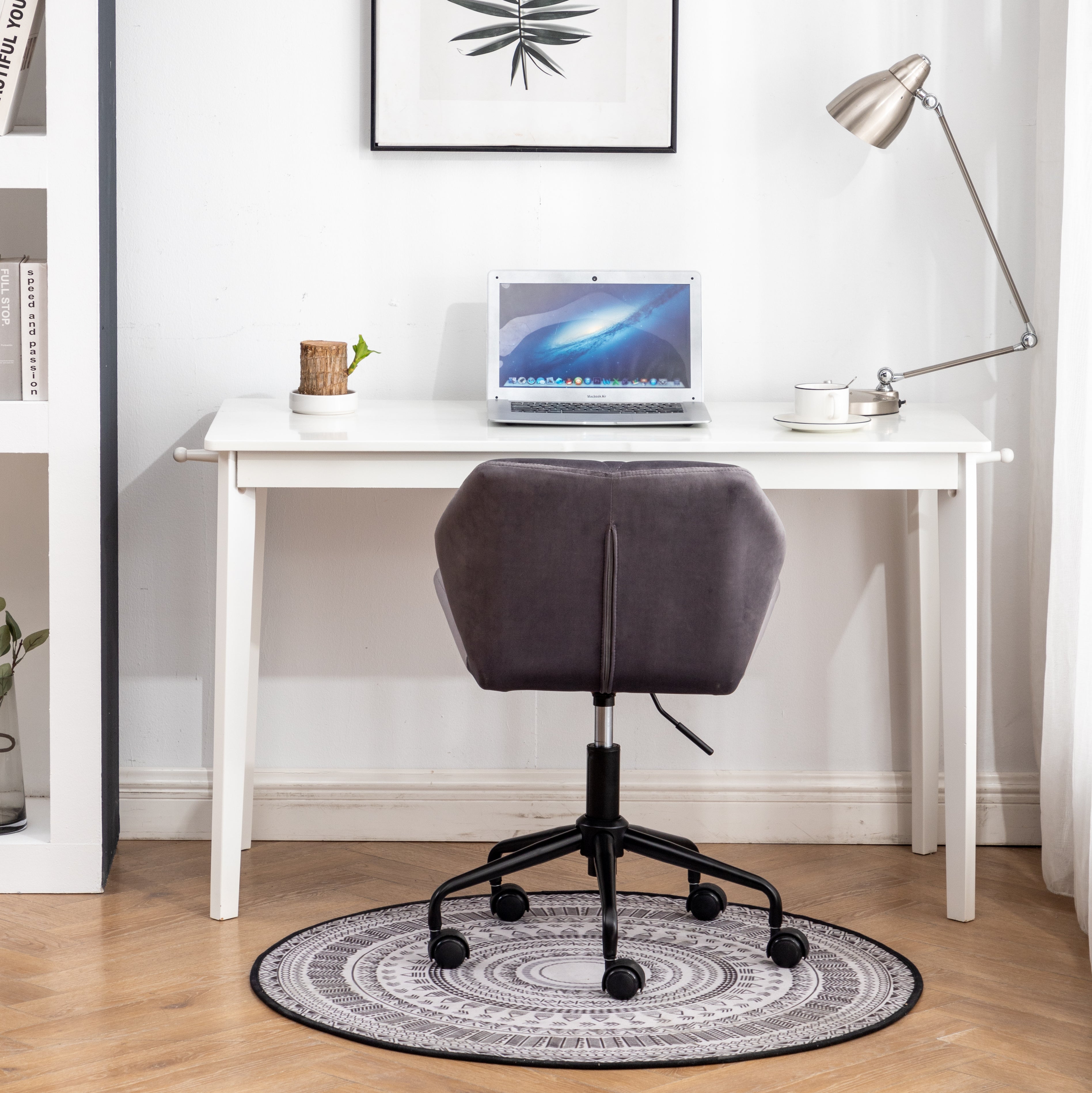 Roundhill Furniture Eldon Diamond Tufted Adjustable Swivel Office Chair - Ergonomic Executive Desk Chair with Lumbar Support for Home & Office Workspace