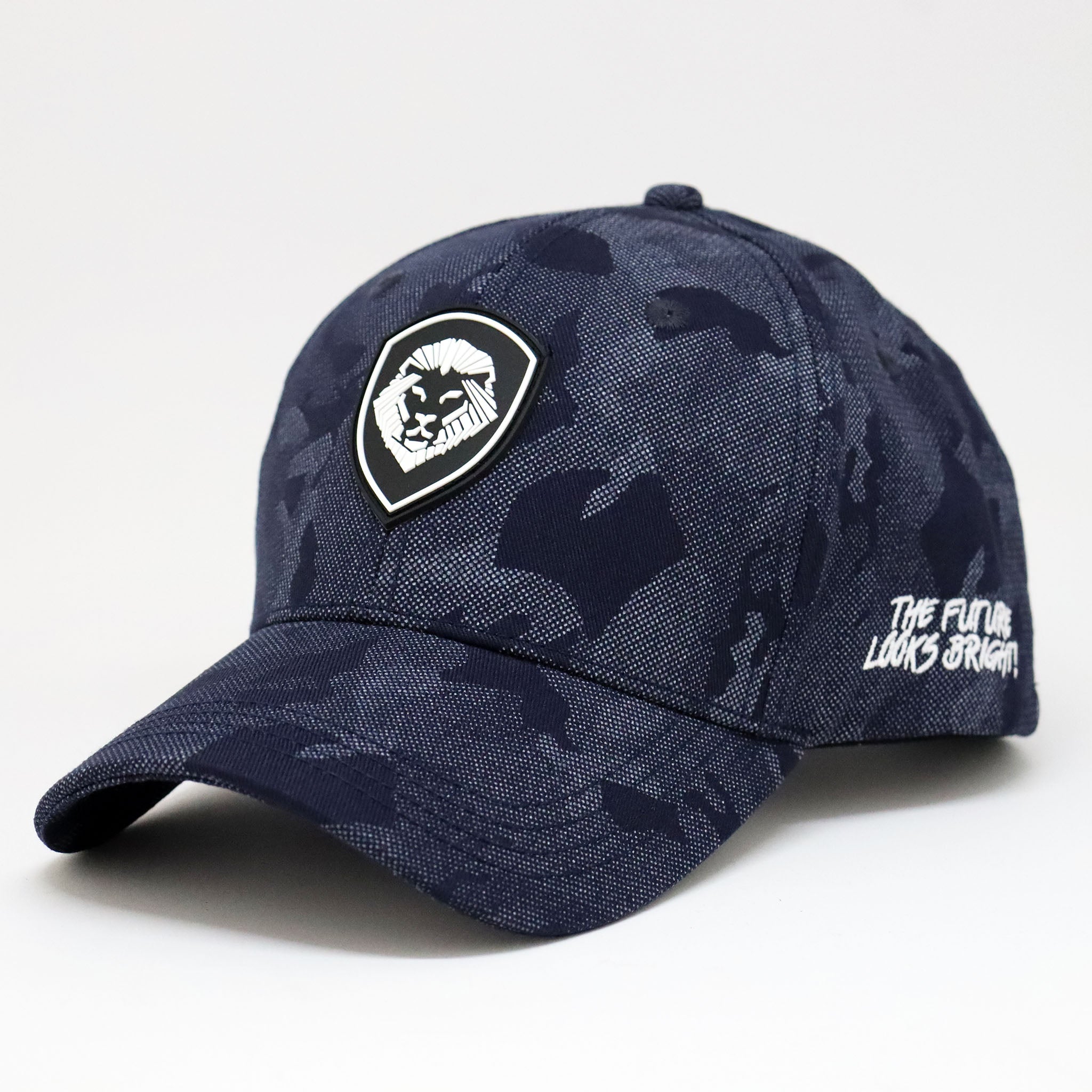 VT Shield Logo Future Looks Bright Blue Camo Textured Snapback Hat for Men - Adjustable Baseball Cap for Outdoor Sports, Casual Wear & Street Fashion