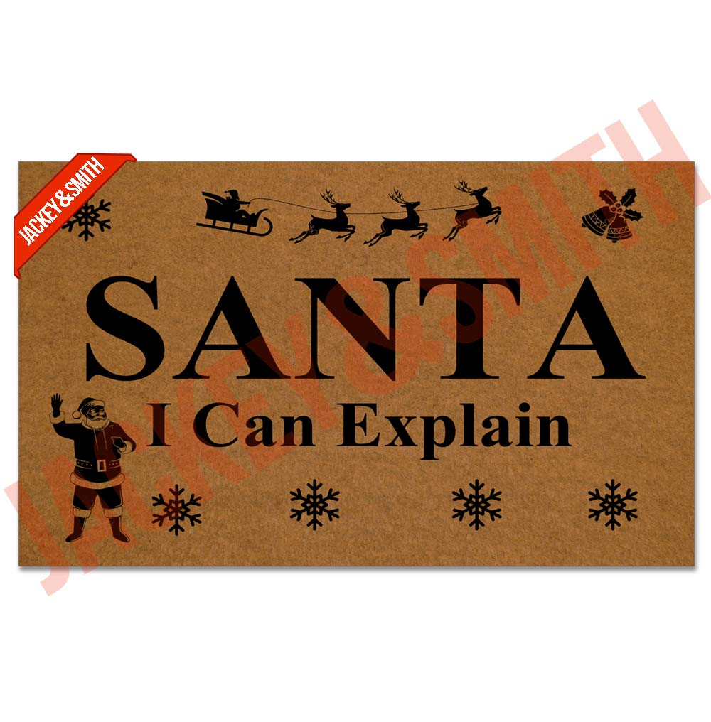 Funny Santa Doormat - 'I Can Explain' Non-Slip Front Door Mat, 30x18 Inch Felt Fabric Entrance Rug for Home, Porch & Balcony - Perfect Holiday Gift & Christmas Decoration