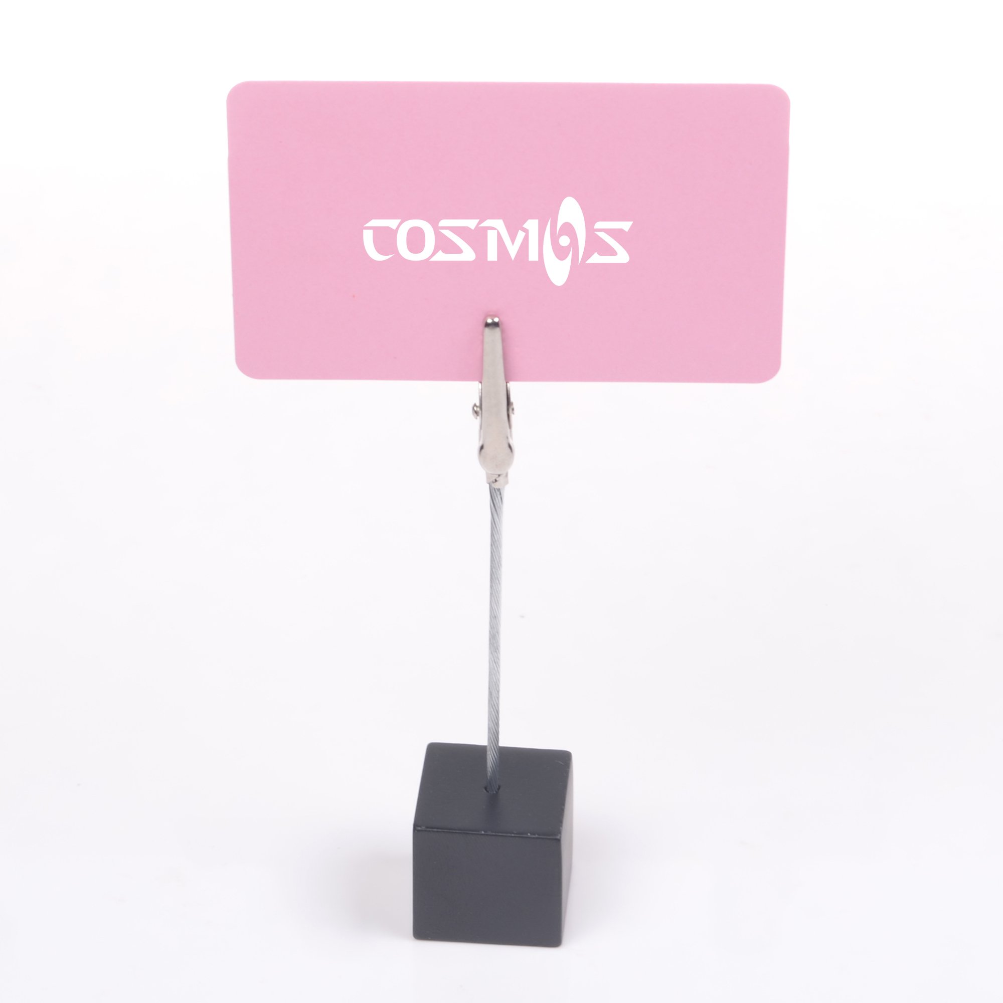 5-Pack Black Cosmos Cube Base Memo Clips with Alligator Clips - Perfect for Displaying Name Cards, Photos, Number Cards & Office Organization - Ideal for Desks, Bulletin Boards, Retail Displays & Craft Projects