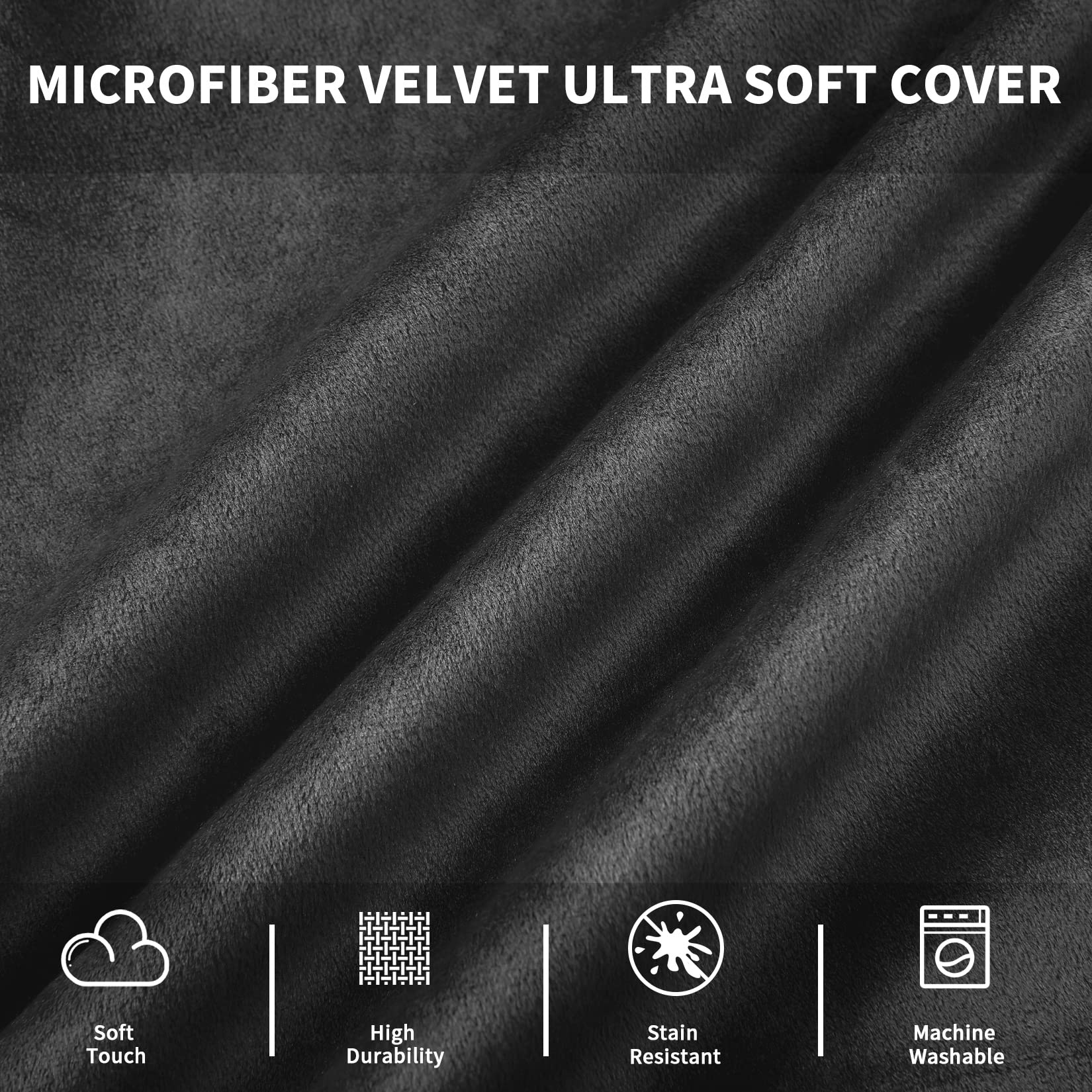 GlowSol Big Huge Giant Bean Bag Chair for Adults - 4FT Memory Foam Stuffed Sofa with Washable Plush Velvet Cover (Solid Black) - Perfect for Living Rooms, Game Rooms & Dorm Lounging
