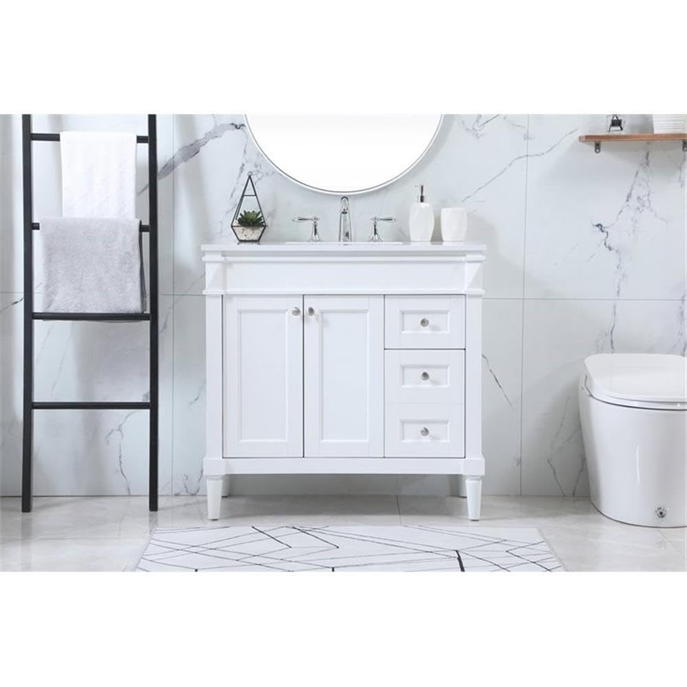 Modern 36-Inch White Bathroom Vanity with Under Sink Storage - Elegant Single Sink Bathroom Cabinet Organizer for Home Decor | Perfect for Small Bathrooms, Powder Rooms & Apartment Renovations