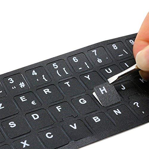 2-Pack HRH English Keyboard Stickers - White Background with Black Letters for PC, Laptop, Computer (Perfect for Typing, Coding & Office Work)