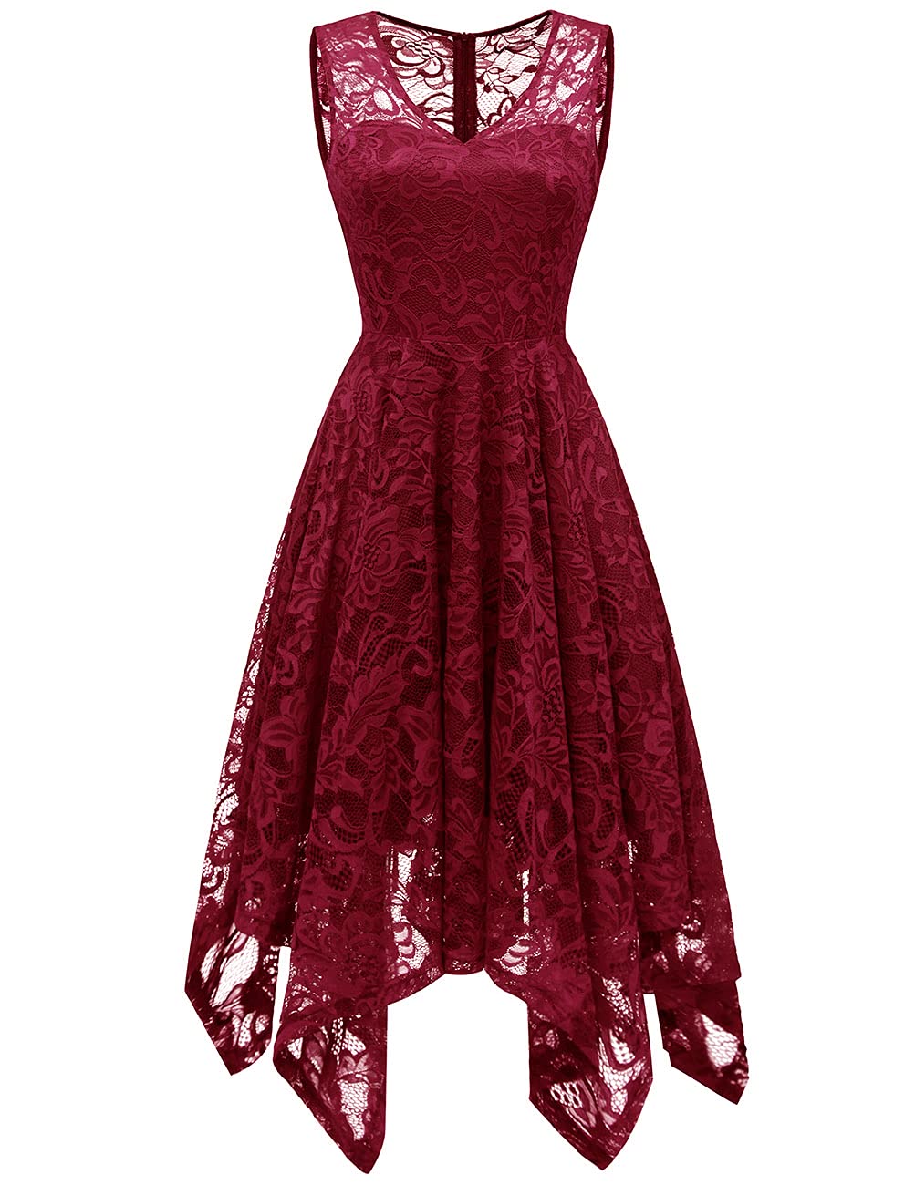Meetjen Women's Cocktail Party Dress 2025 - Elegant Handkerchief Hem Lace Formal Gown for Wedding Guest, Bridesmaid & Prom | Perfect for Evening Galas, Black Tie Events & Special Occasions