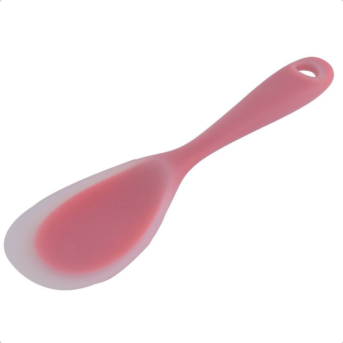 Premium Silicone Rice Spoon - BPA-Free Kitchen Scoop for Cooking, Serving & Measuring - Soft Heat-Resistant Utensil for Rice, Soup & Cereal - Ideal for Home, Restaurant & Meal Prep - Pink & Clear Design