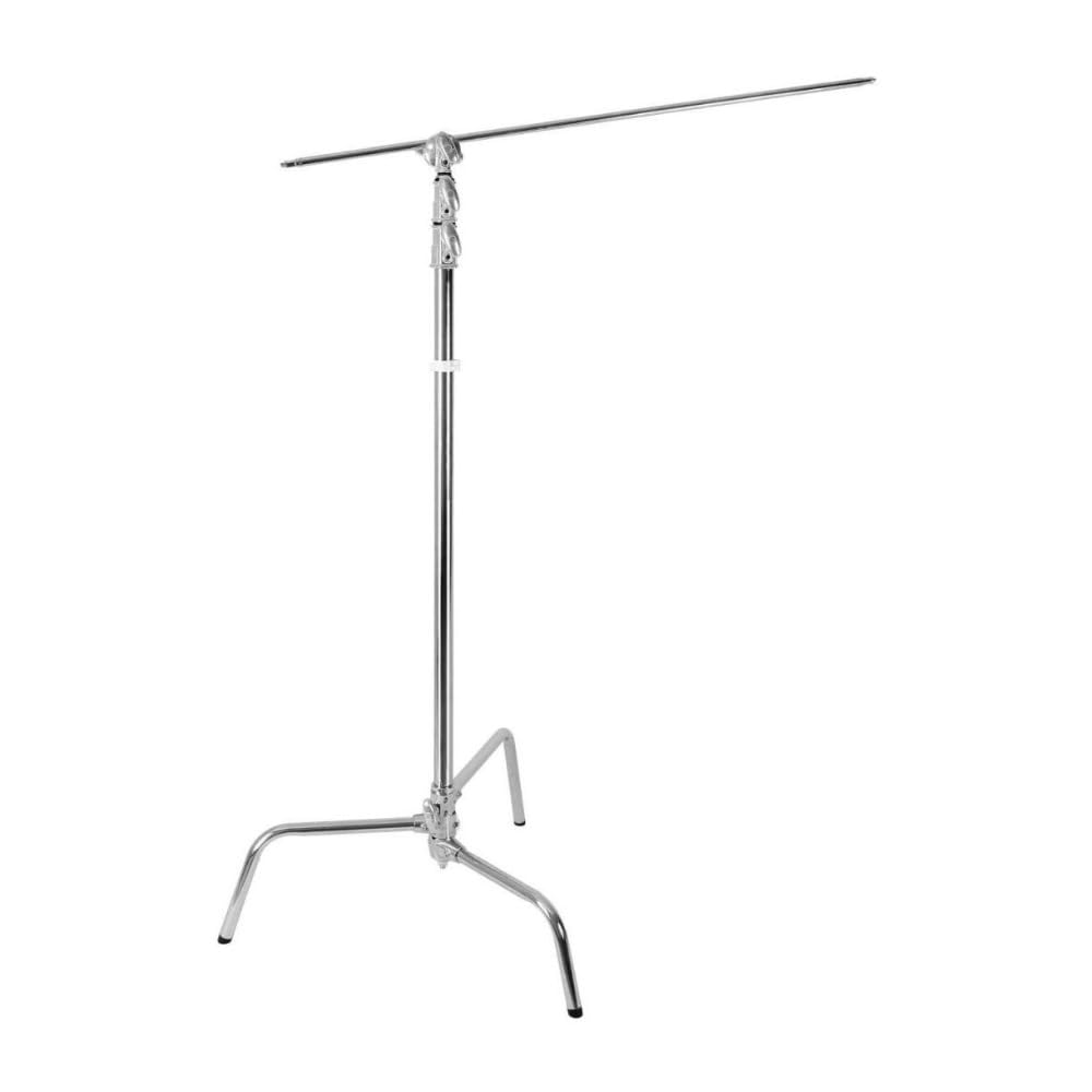 Godox 8.8ft Heavy Duty Aluminum C-Stand with 50-Inch Boom Arm - Professional Photography & Video Studio Light Stand for Lighting Equipment, Backdrops, Reflectors - Stable Silver Tripod Base for Indoor/Outdoor Use