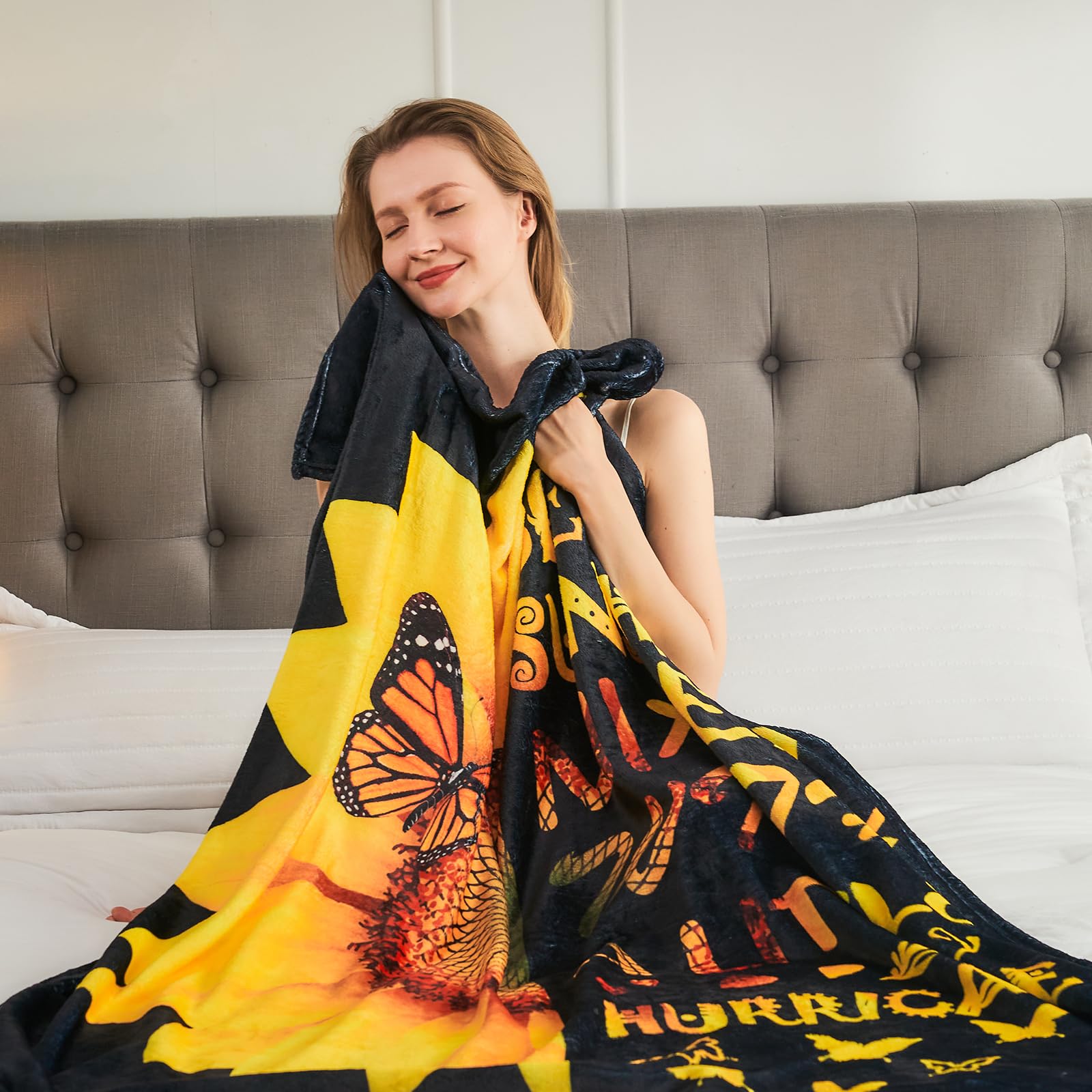 Best Friendship Gifts for Women - Sunflower Butterfly Yellow Blanket (50