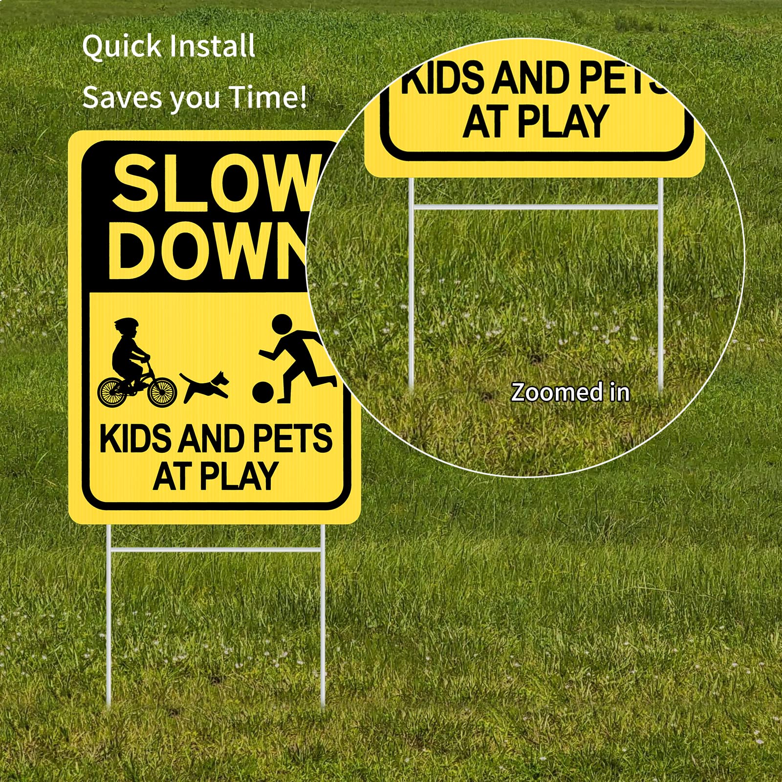 Slow Down Sign With Metal Stake 2-Pack - 16