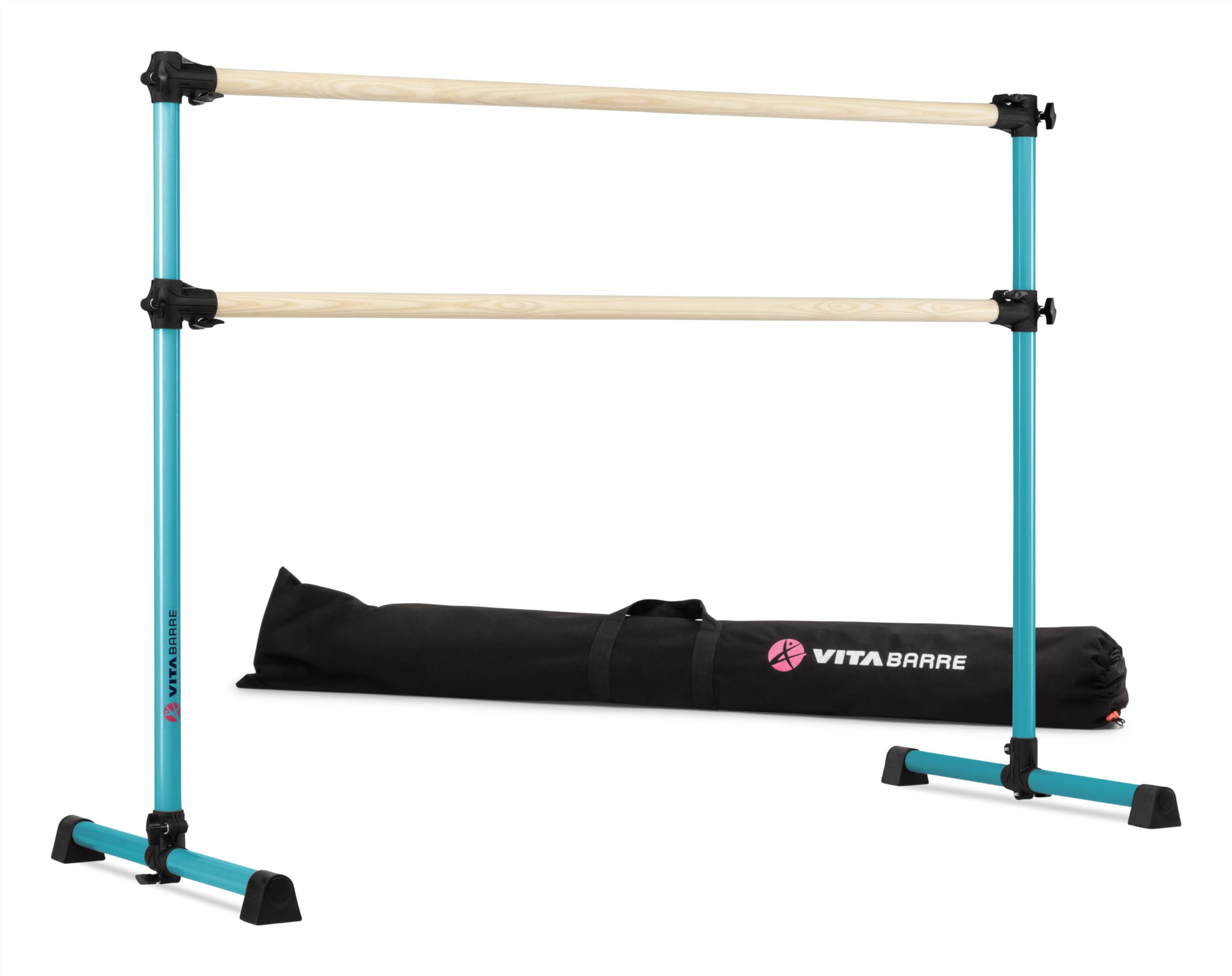 VITA Barre Portable Freestanding Double Ballet Barre - Adjustable Height (32