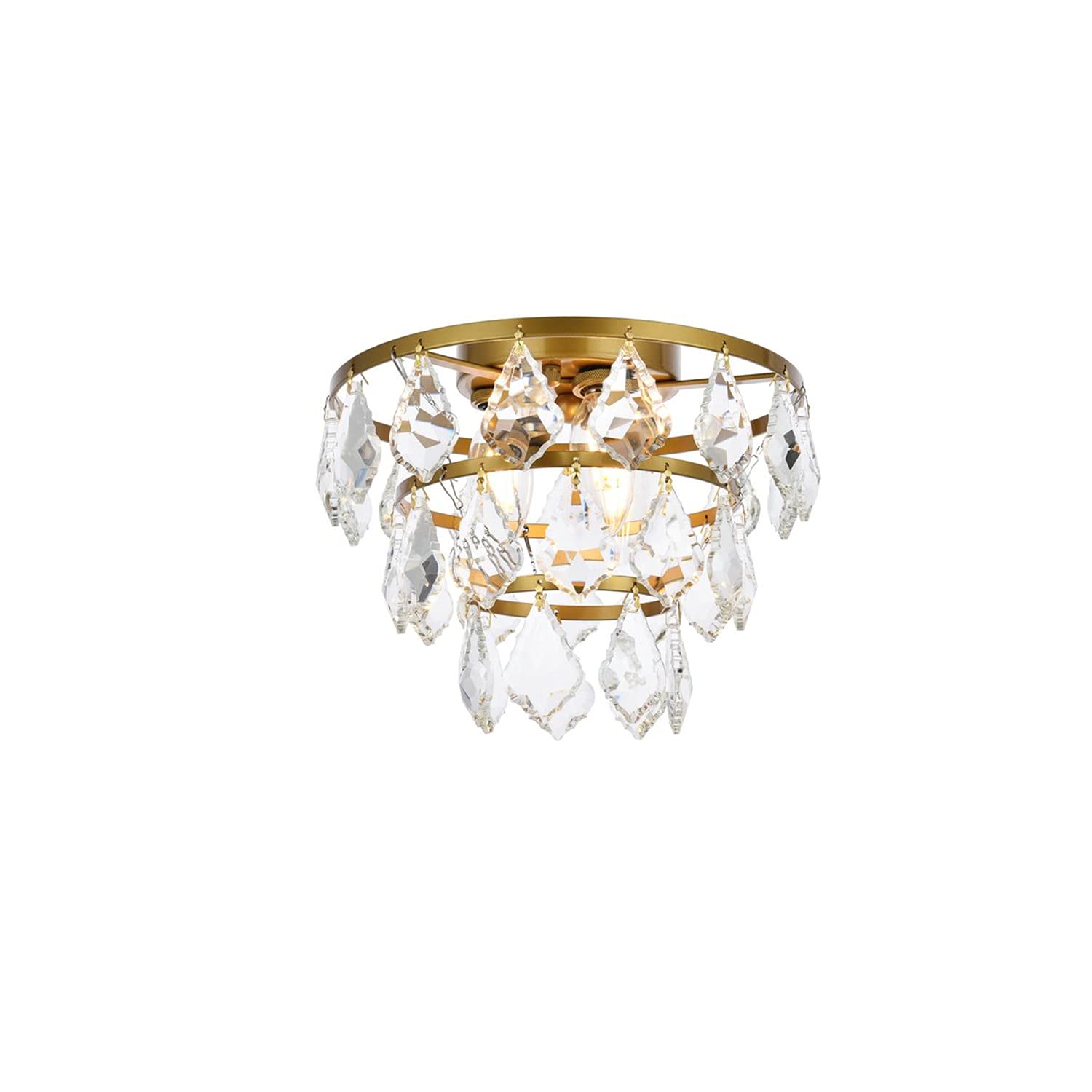 10 Inch Brass Flush Mount Ceiling Light - Modern Indoor Home Decor Lighting for Living Room, Bedroom & Kitchen