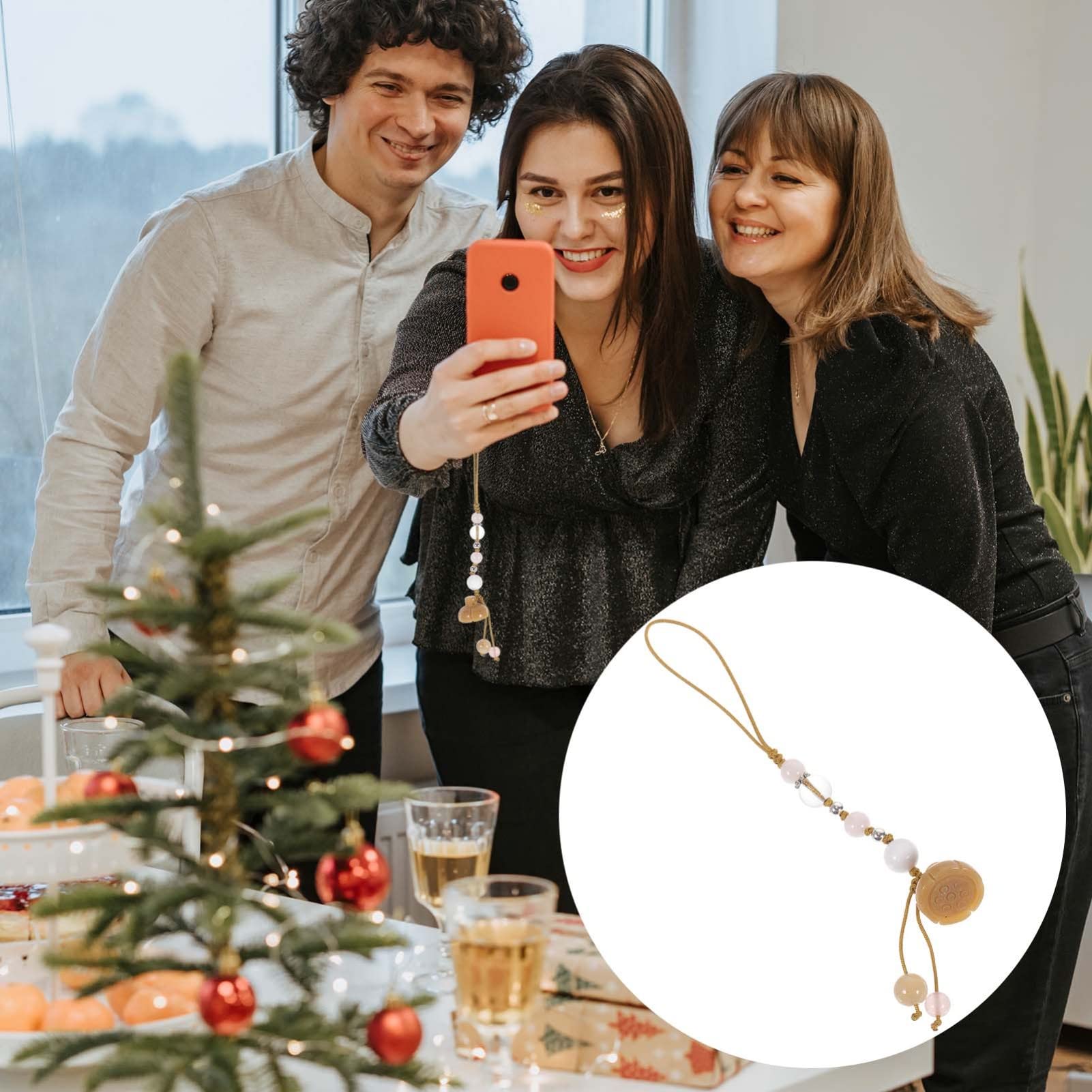 Hemobllo Jade Agate Phone Strap - Creative Keychain & Car Hanging Pendant - Elegant Phone Charm for Mobile, Keys, Car Decor & Fashion Accessories (Yellow) | Perfect for Daily Use, Gifts & Personal Style Enhancement