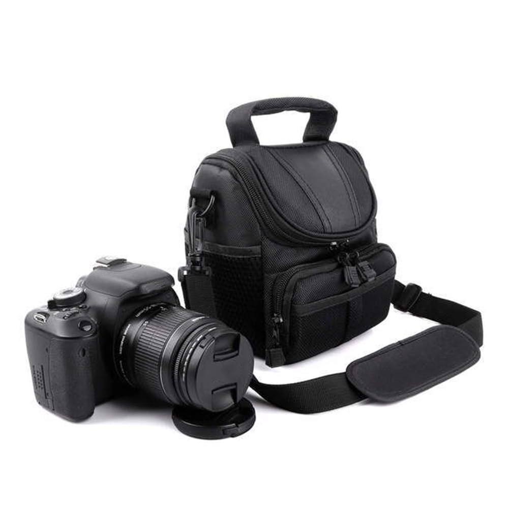 BIOSA Waterproof DSLR Camera Shoulder Bag - Portable SLR Camera Case for Nikon D40 with Charging Pocket, Black, Fashionable Design - Perfect for Travel, Hiking & Outdoor Photography