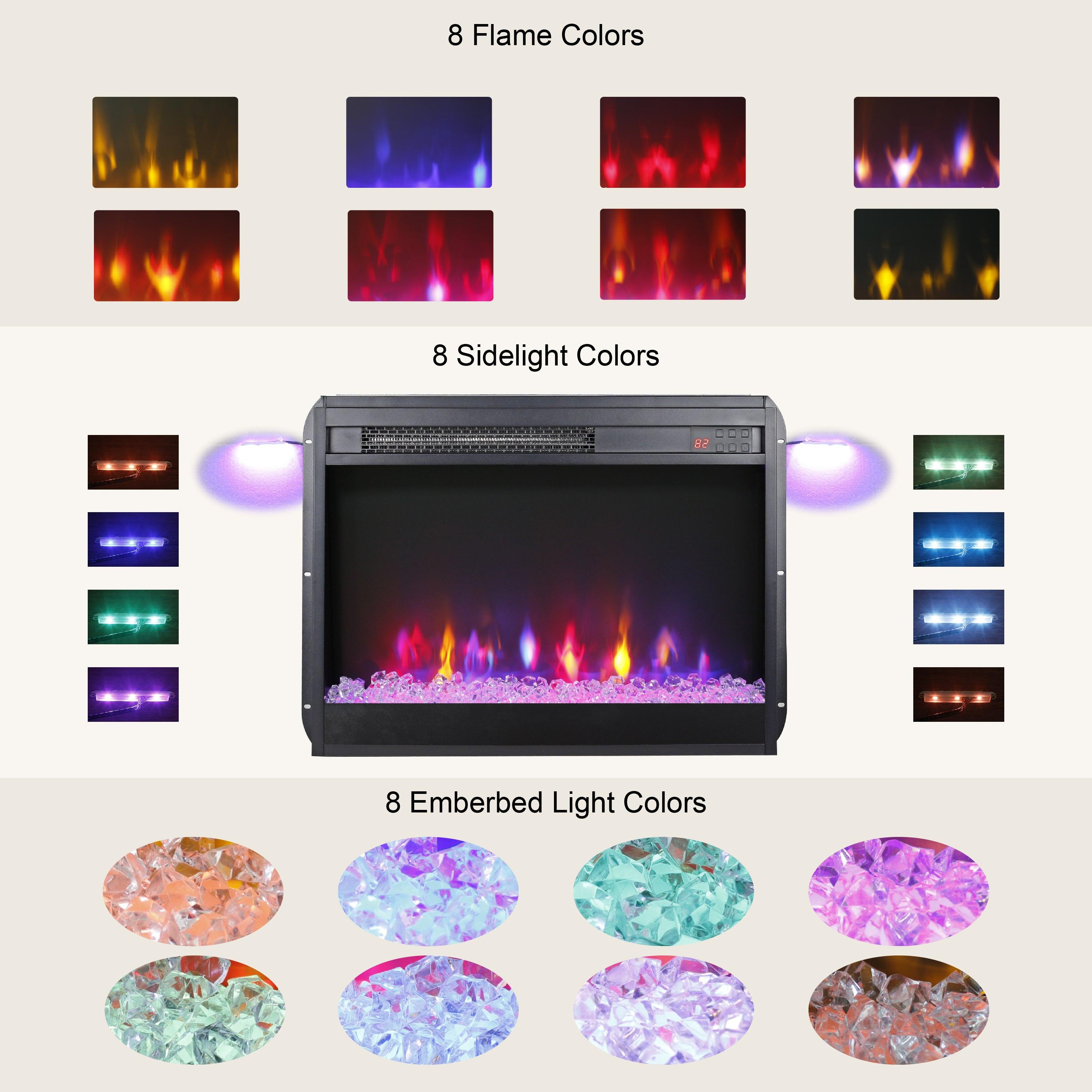 23 Inch Infrared Quartz Electric Fireplace Insert - Realistic Flame Effect, Remote Control - Perfect for Living Room, Bedroom & Office Heating