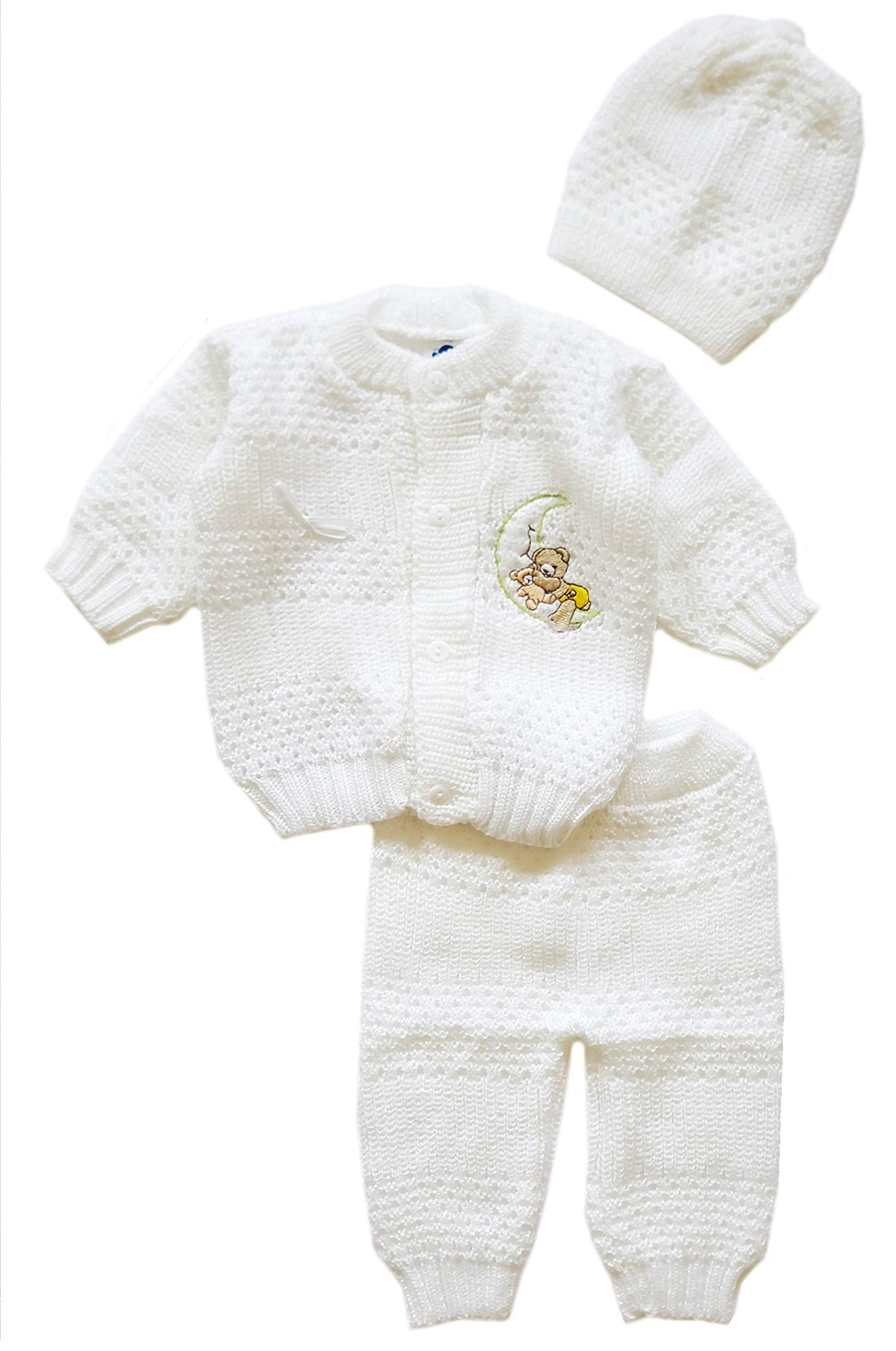 Adorable Newborn Baby Winter Crochet Set - 3-Piece Unisex Outfit for Boys & Girls | Cozy & Warm for Holidays, Photoshoots & Family Gatherings