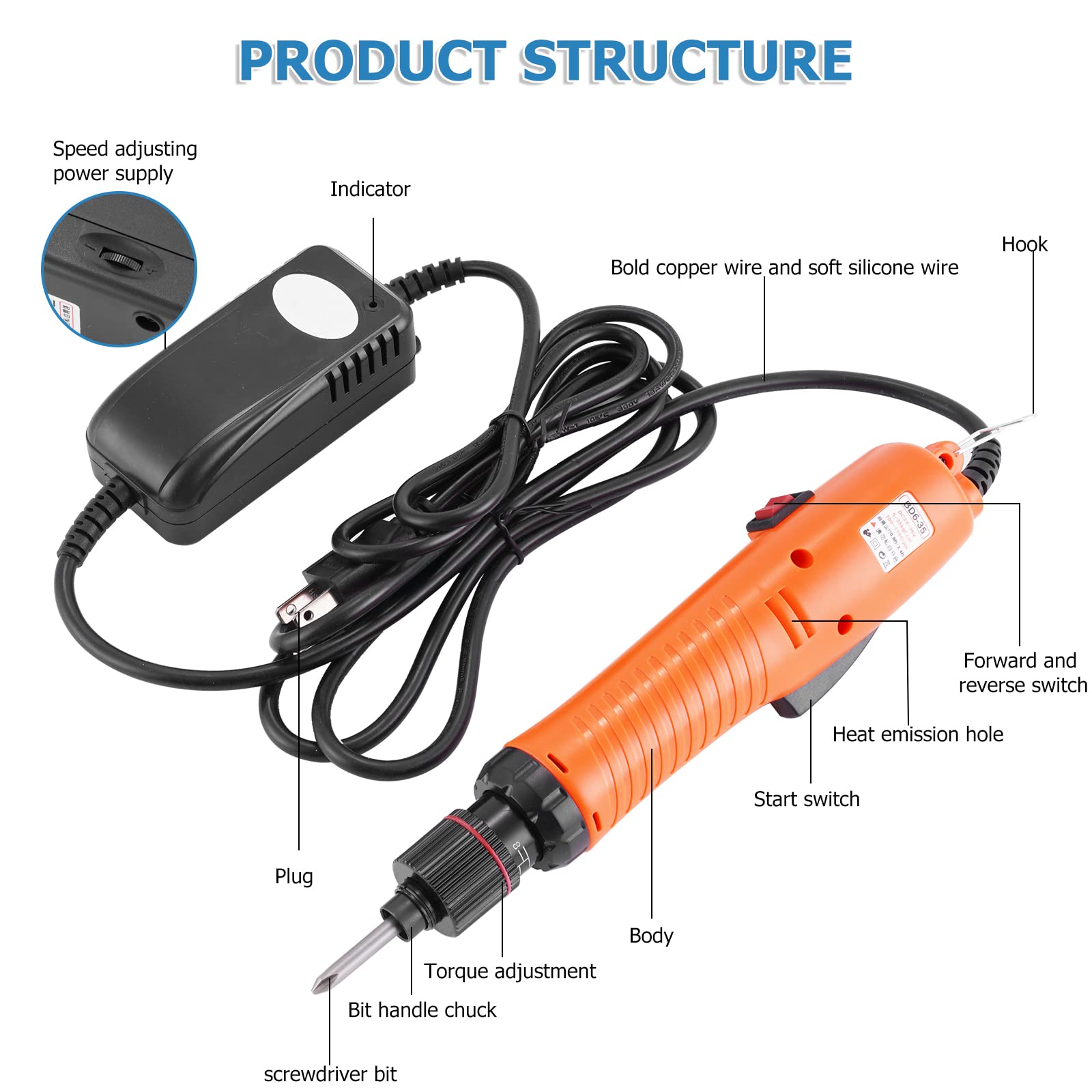 Electric Screwdriver Set - Automatic Cordless Screwdriver with Adjustable Torque & Stepless Speed (5mm) - Perfect for DIY, Home Repair, Electronics & Furniture Assembly
