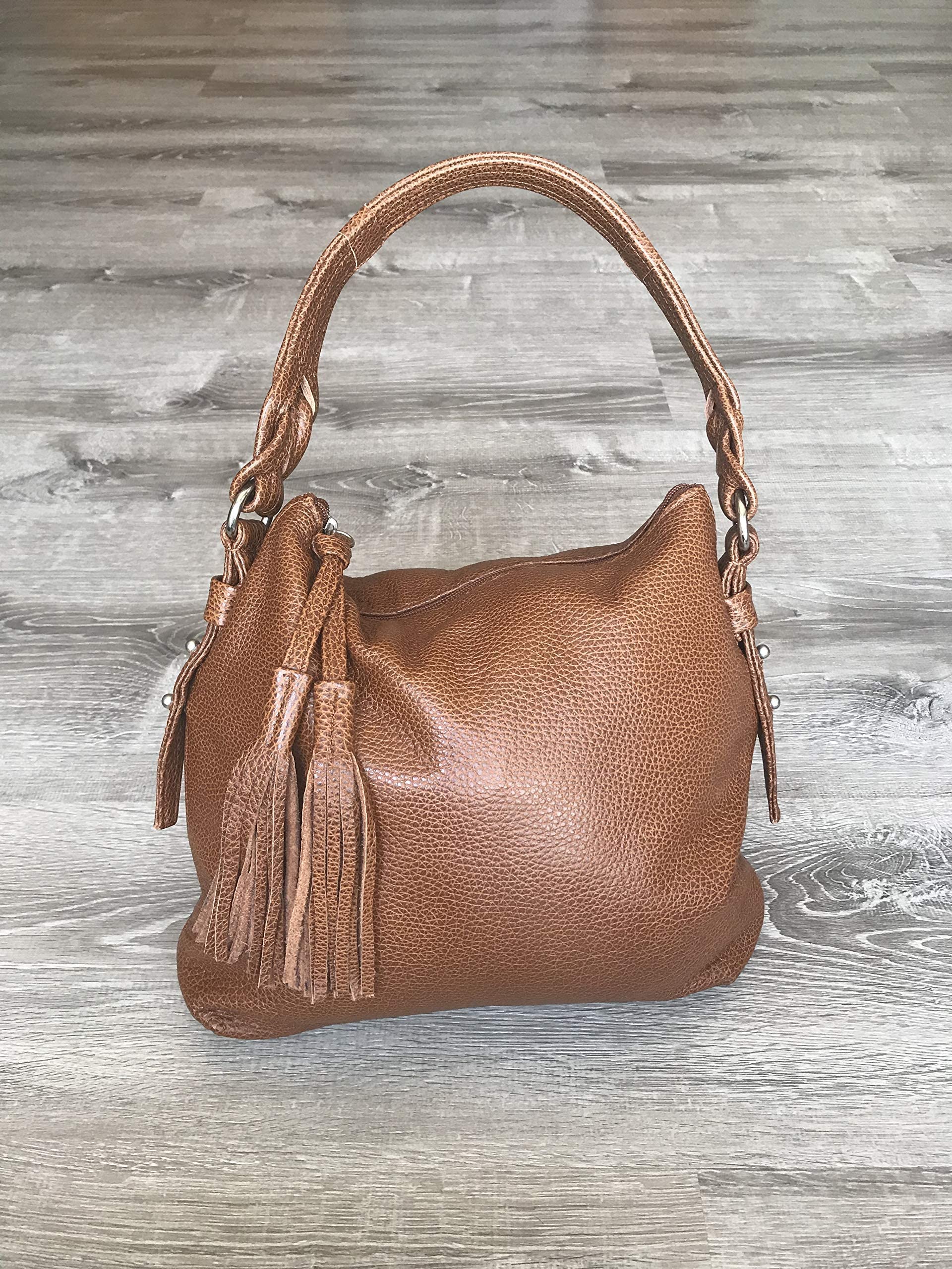 Fgalaze Genuine Leather Shoulder Bag for Women - Brown Tassel Handbag, Trendy Annabelle Style Purse - Perfect for Work, Travel & Everyday Use