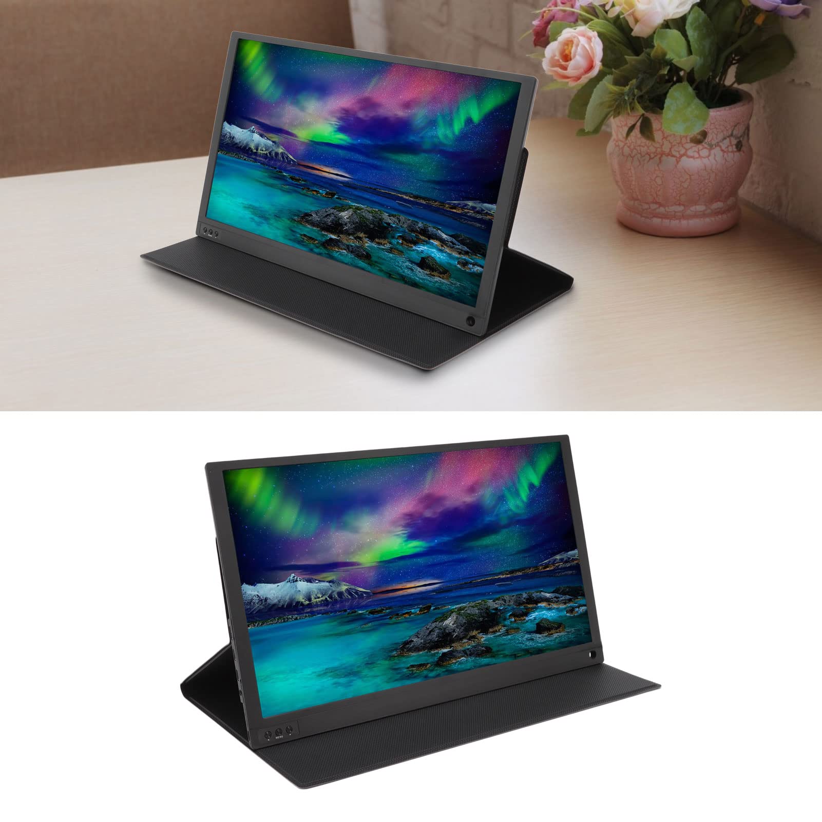 Denash 15.6 Inch HD IPS Gaming Monitor - Portable External Screen for Laptop, PC & Smartphone - Black | Perfect for Work, Travel & Multi-Tasking
