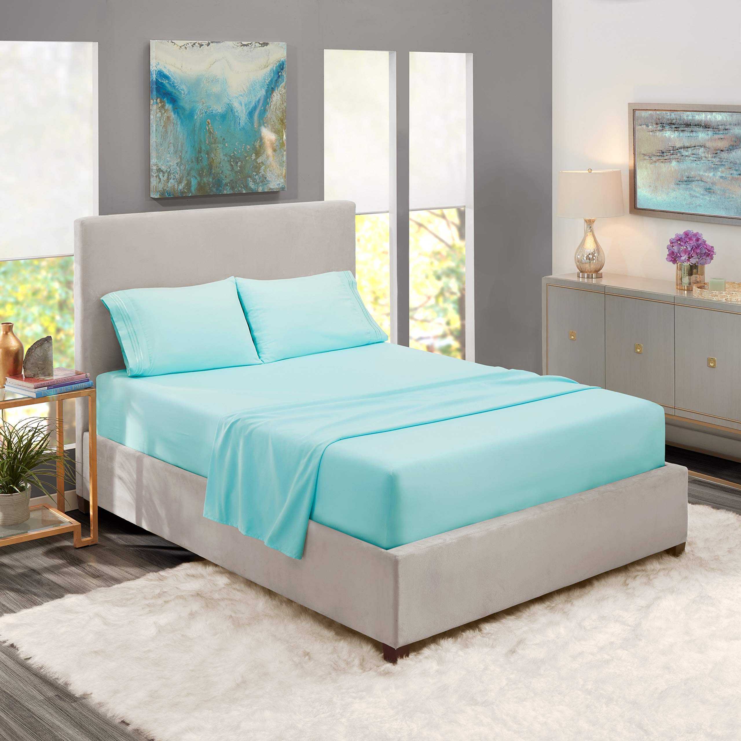 Premium 800 Thread Count 100% Combed Cotton 4-Piece Twin XL Sheet Set - Extra Long Staple Cotton, Deep Pocket Fits Mattress Up to 14