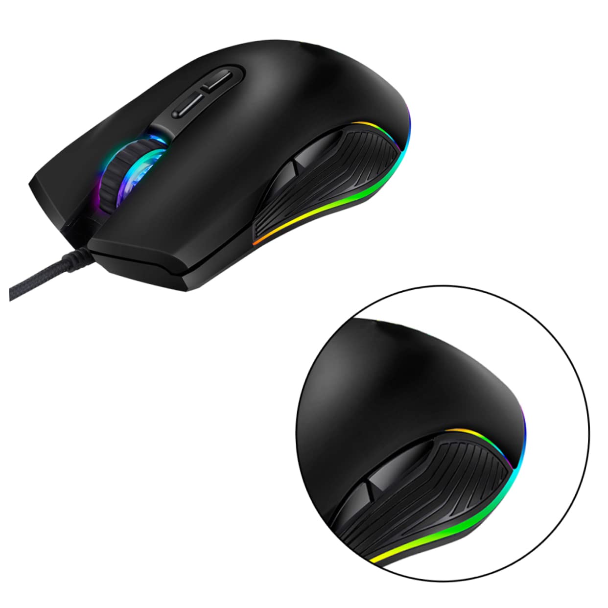 Gadpiparty 2-Pack RGB Gaming Mouse with 7 Buttons & 4 Lighting Modes - Wired Ergonomic PC Gaming Mouse for Laptop & Computer - Perfect for FPS, MMO & Office Work