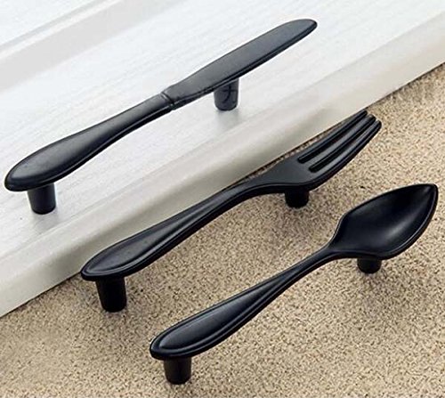 12PCS Black Fork-Shaped Cabinet Handles for Kitchen & Dresser Drawers