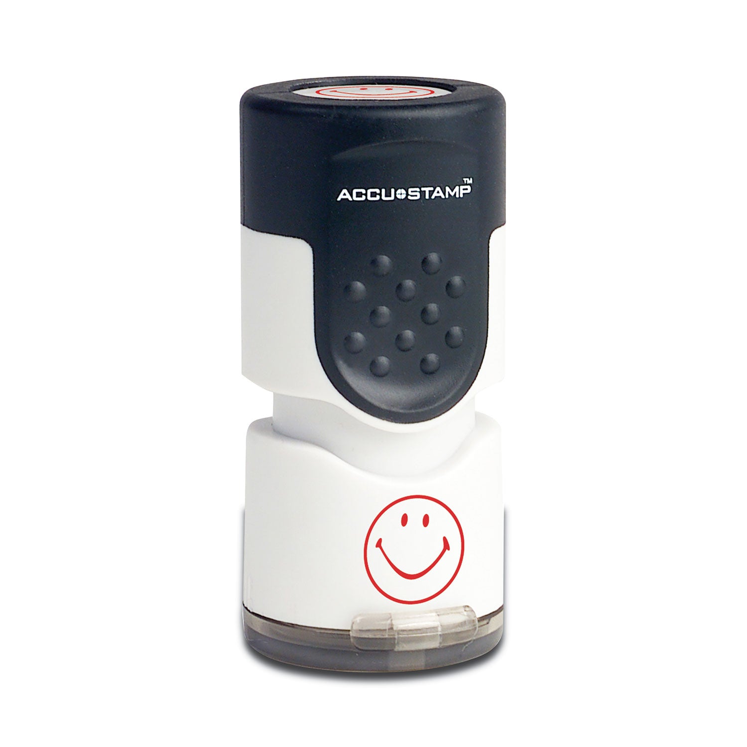 ACCUSTAMP® Pre-Inked Round Stamp with Smiley Face - 0.63 Inch Diameter, Red Ink - Perfect for Office Documents, Crafts & DIY Projects