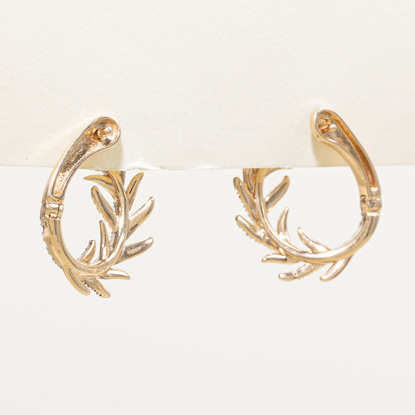 10K Gold Diamond Vine Hoop Earrings - 0.47ctw Total Weight | Elegant Dangle Earrings for Women, Perfect for Weddings, Parties & Everyday Wear