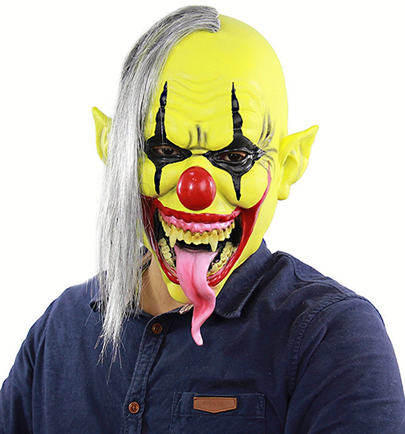 Scary Evil Clown Mask for Halloween - Horror Face Zombie Costume Mask for Cosplay & Haunted House Parties - Perfect for Halloween Costumes, Horror Events, and Themed Parties