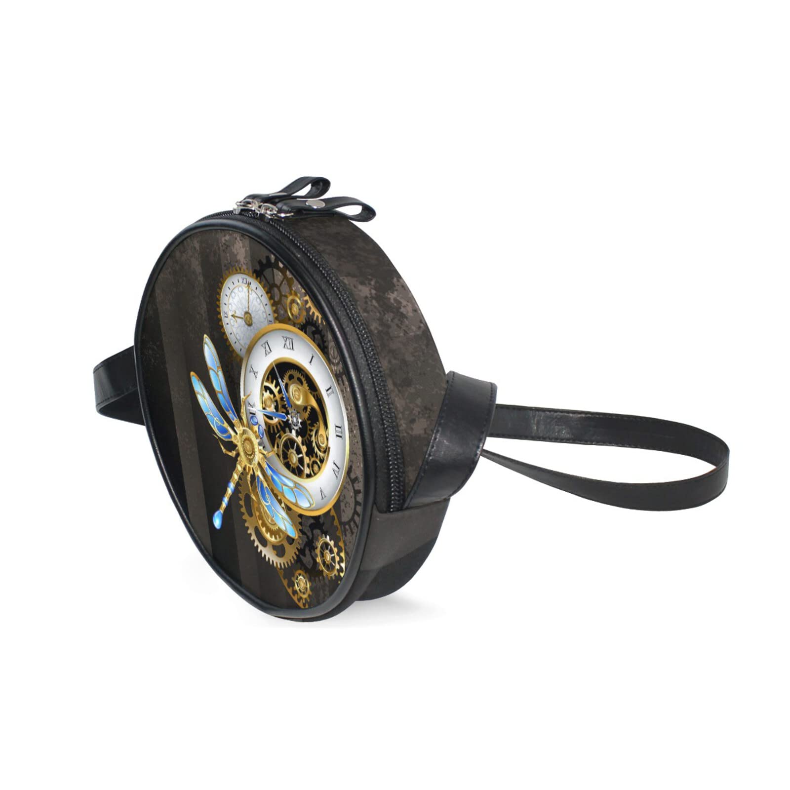 Women's Round Canvas Crossbody Bag - Weed & Smoke Design for Outdoors & Travel