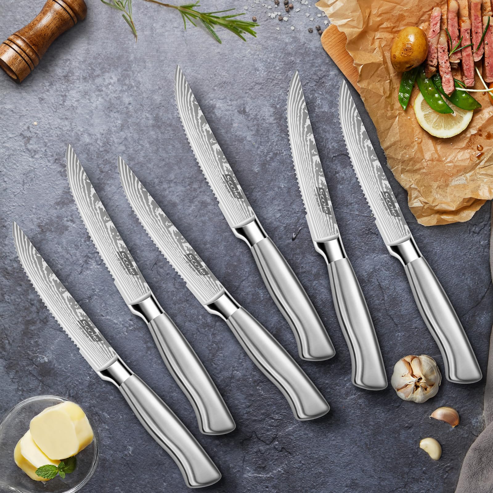 Premium SCOLE® Steak Knives Set - 6-Piece 4.5