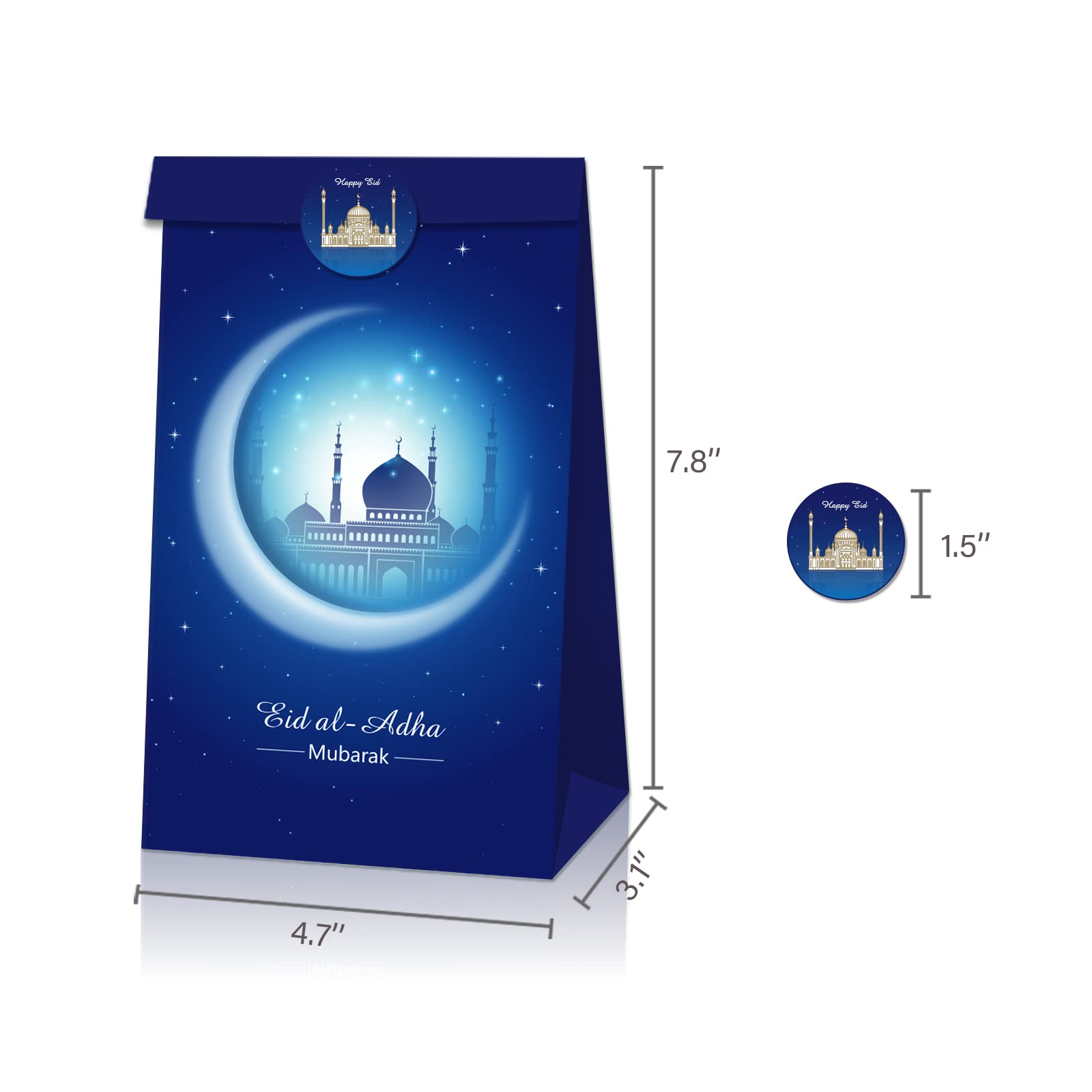 24PCS Eid Al Adha Party Goodie Bags - Islamic Muslim Celebration Treat Bags, Paper Gift Bags for Eid Party Decorations & Supplies - Perfect for Eid Al Adha Festivals, Mubarak Gifts & Islamic Holiday Events