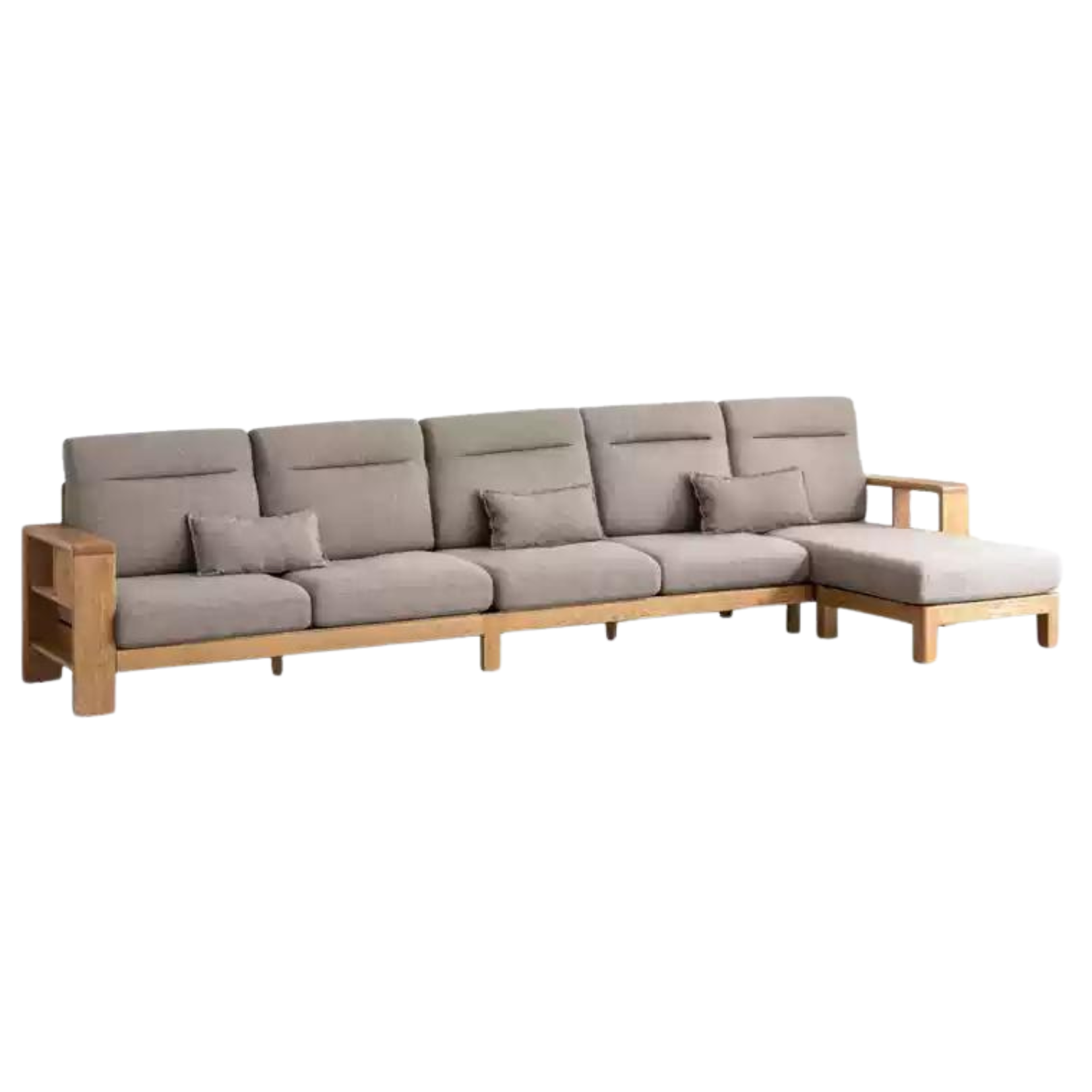 Premium Oak Solid Wood Sectional Sofa Set - Modern L-Shaped Couch with Storage for Living Room, Lounge & Family Room - Durable Hardwood Furniture for Home Decor