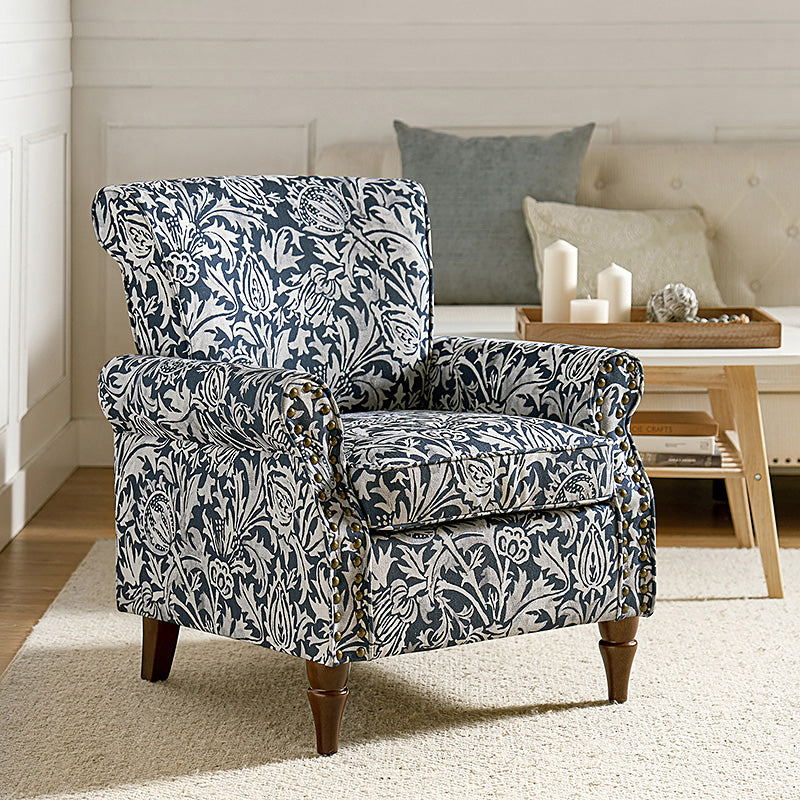 Artemisa Modern Floral Pattern Upholstered Armchair - Comfortable Living Room Accent Chair for Home Office & Lounge Decor