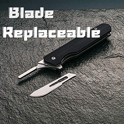 EDC Folding Scalpel Knife - Premium G10 Handle Pocket Utility Knife with 10 Replaceable Blades for Camping, Hiking & Everyday Carry (EDC)