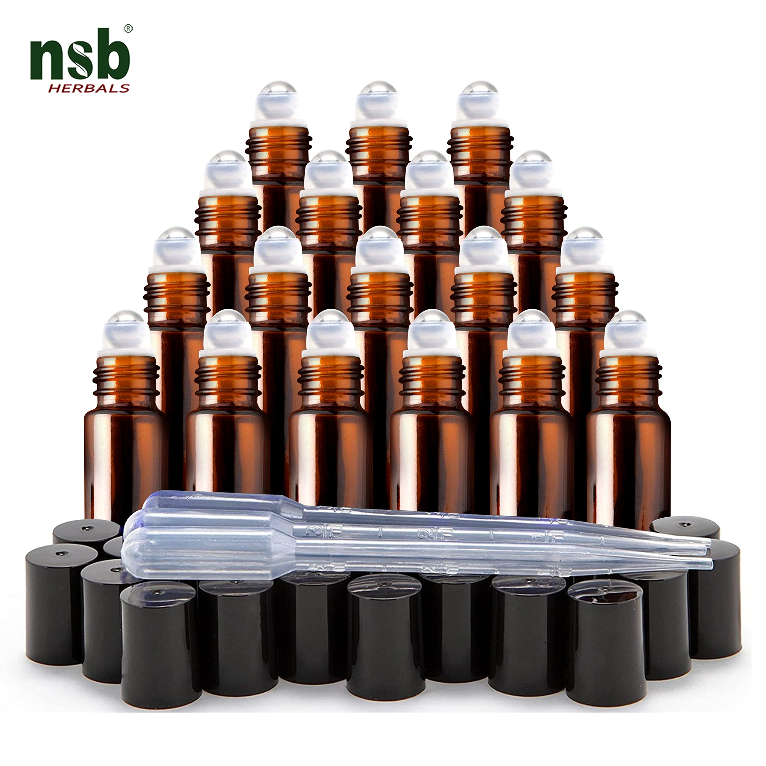 10ml Empty Amber Glass Roll On Bottles with Black Cap - Refillable Essential Oil Bottles, Perfume Roller Bottles | Eco-Friendly, Leakproof & Reusable (Pack of 6) for Aromatherapy, DIY Skincare & Travel
