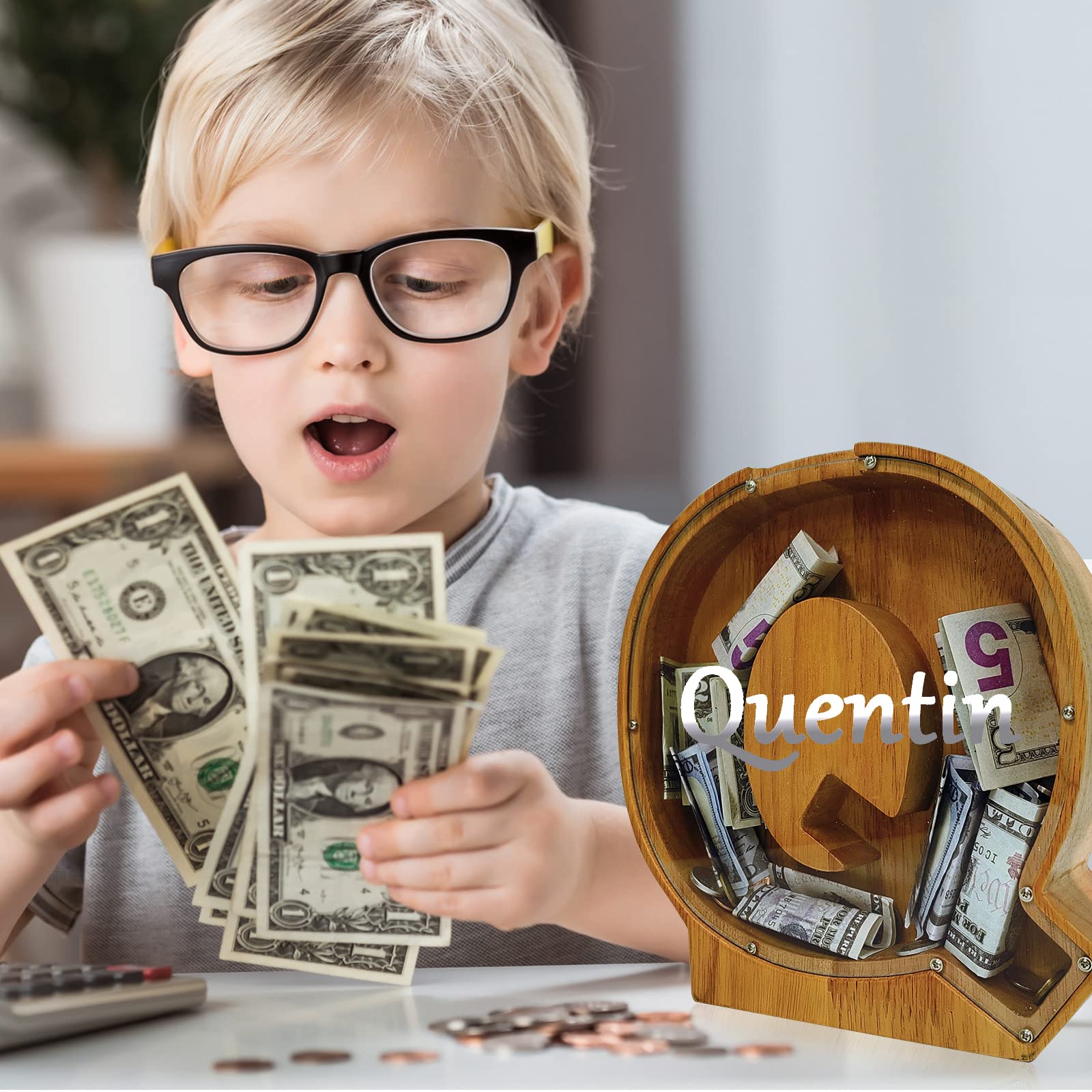 Personalized DIY Piggy Bank for Kids & Adults - 9.1 Inch Large Money Saving Bank with Laser Stickers | Unique Gift for Boys, Girls & Toddlers | Perfect for Birthday, Christmas & Home Decor (Ceramic)