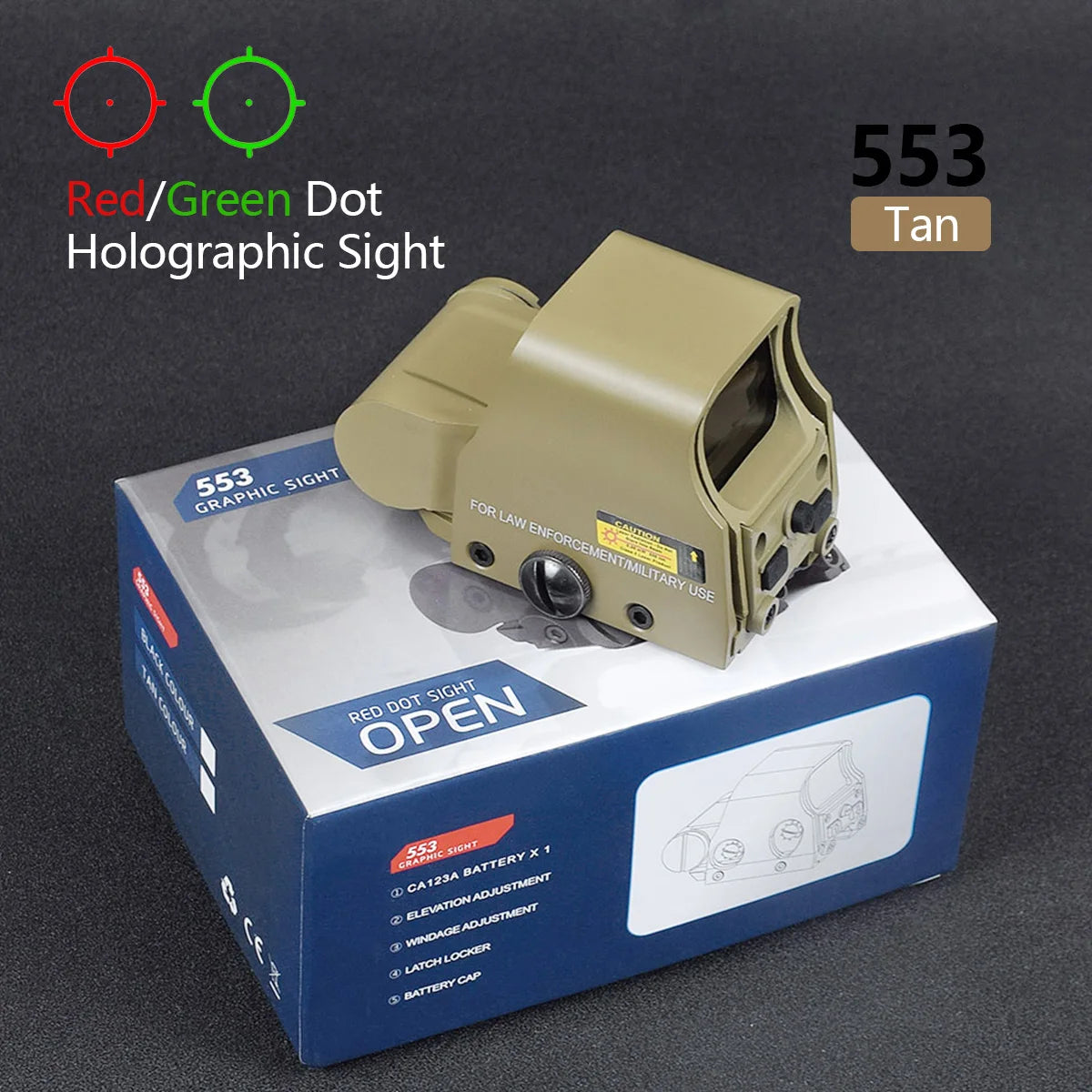 Tactical LCO Red Dot Holographic Reflex Sight 551 553 558 - Compatible with 20mm Rail Mount - Rifle Scope for Hunting, Shooting & Outdoor Adventures - Perfect for Tactical, Home Defense & Range Practice