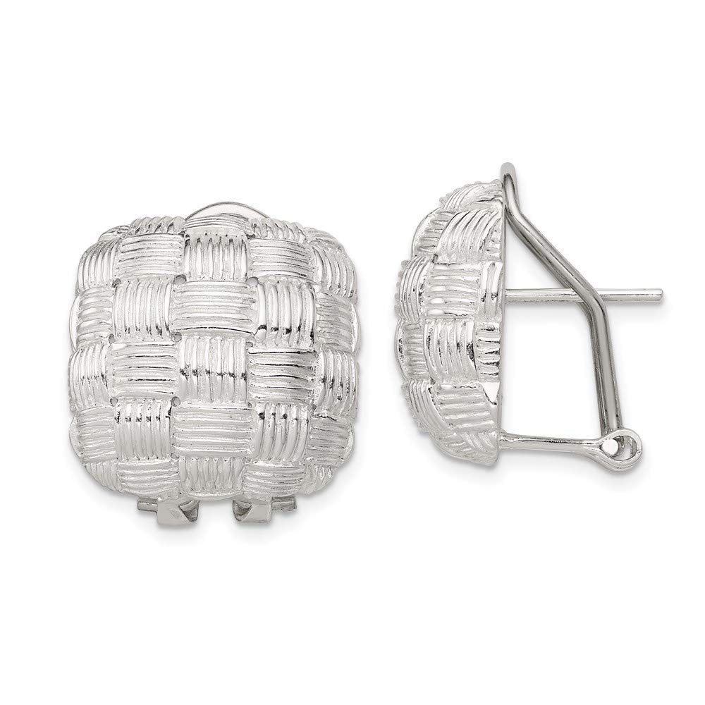 Sterling Silver Square Fancy Omega Back Earrings for Women - Elegant Dangle Drop Earrings for Party, Wedding & Special Occasions