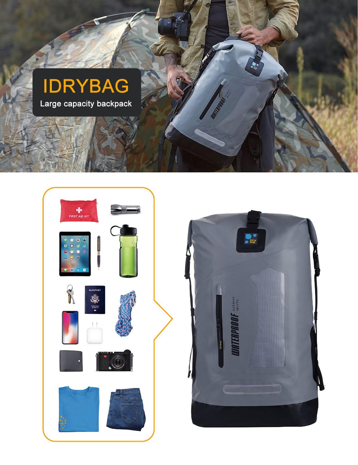 Waterproof Backpack Dry Bag 20L/30L/40L - Floating Waterproof Backpack for Men & Women - Kayak, Hiking, Camping, Beach & Water Sports Dry Sack