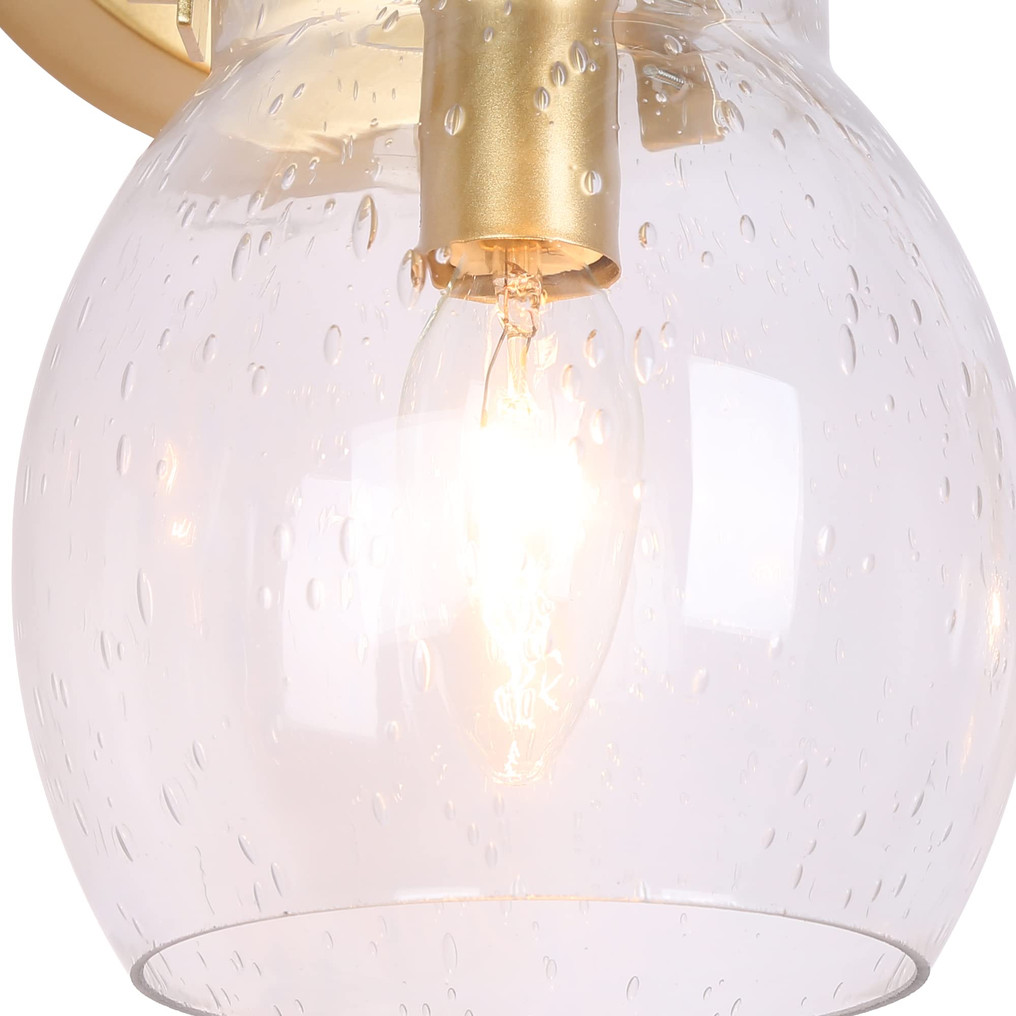 Durent Lighting Gold Vanity Lights - Modern Seeded Glass Bathroom Light Fixtures for Mirror (2 Light) - Perfect for Bathroom Vanity, Dressing Room & Makeup Area Lighting