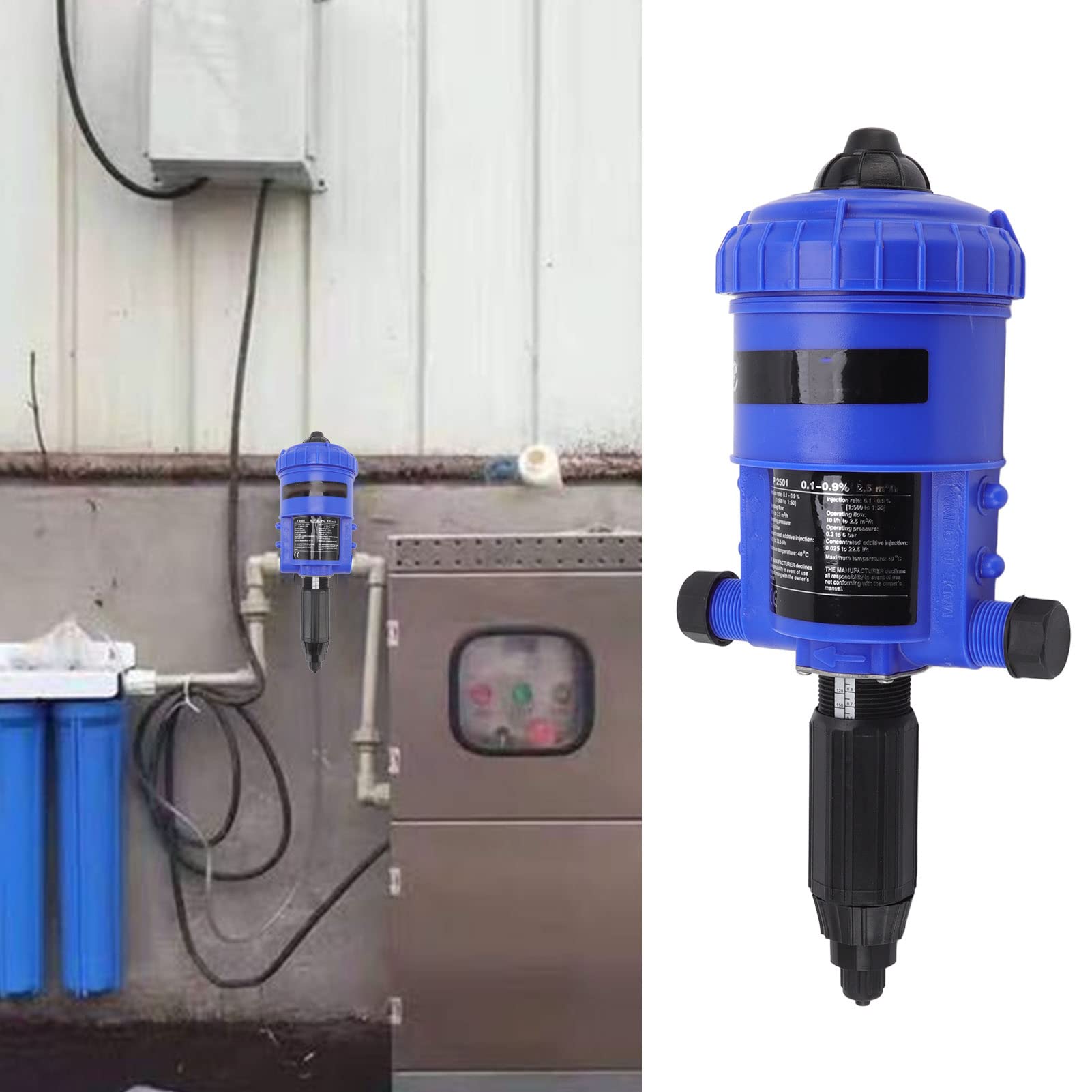 EVTSCAN 0.1%-0.9% Adjustable Automatic Proportional Fertilizer Injector | G3/4 Water Powered Dosing Pump | for Garden, Landscape & Greenhouse Drip Irrigation | Perfect for Hydroponics, Lawn Care & Agricultural Fertilization Systems