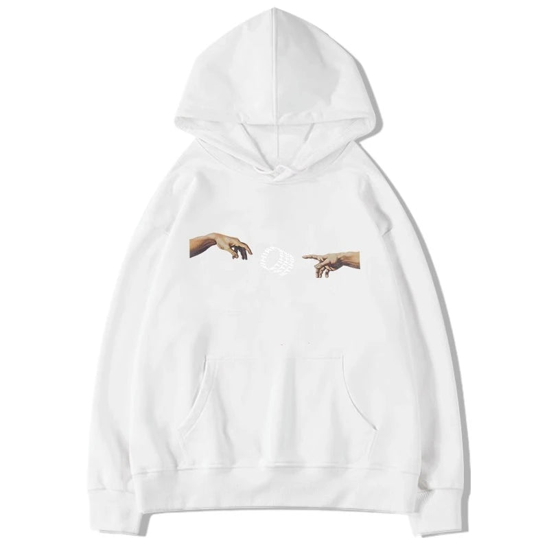 Stylish Black Printed Hooded Drawstring Loose Women's Hoodie - Solid Color Casual Basic Top in 5 Fashion Colors | Perfect for Streetwear, Gym, Lounge & Everyday Wear